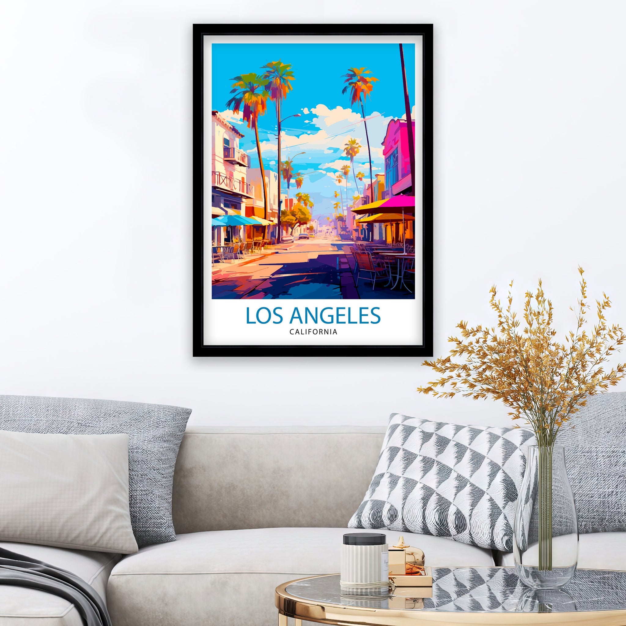Los Angeles Travel Print| LA Wall Decor California Home Living Decor LA Illustration Travel Poster Gift for LA, California Home Decor