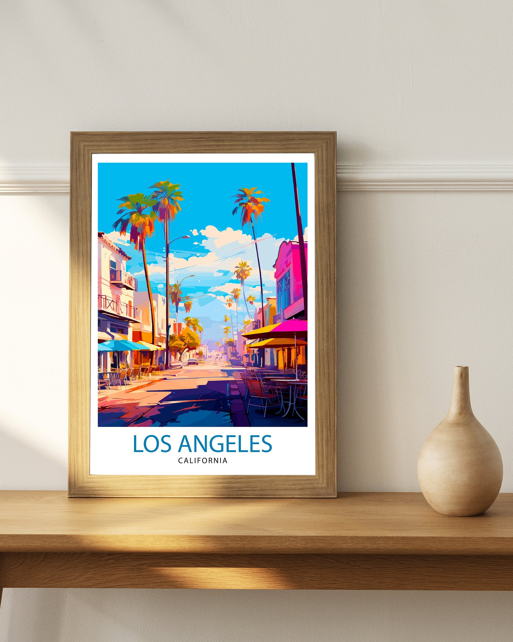 Los Angeles Travel Print| LA Wall Decor California Home Living Decor LA Illustration Travel Poster Gift for LA, California Home Decor