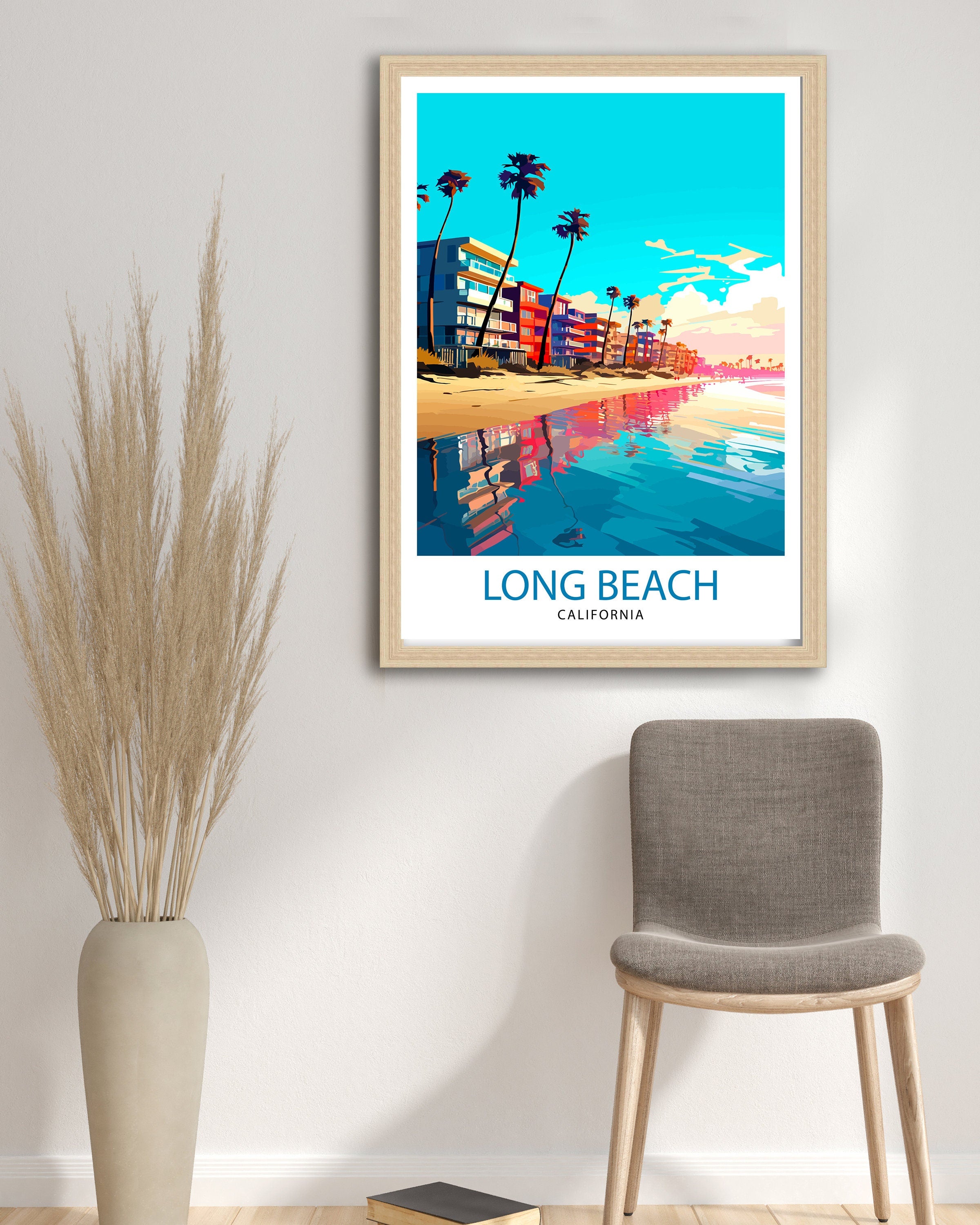 Long Beach CA Travel Print| Long Beach Wall Decor Long Beach Poster California Travel Prints Long Beach Art Print Long Beach Illustration