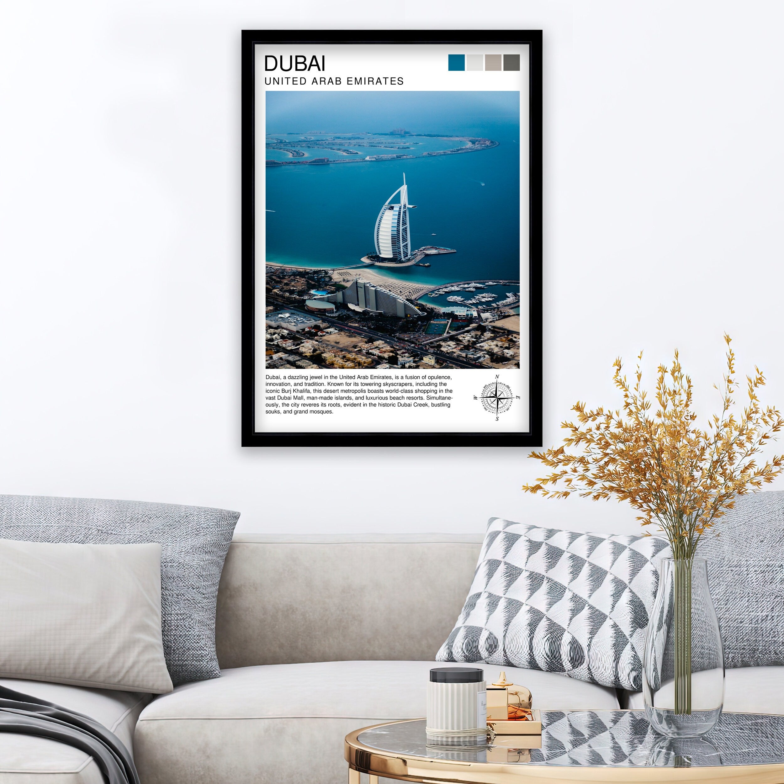 Dubai Travel Print Dubai Wall Decor Dubai Home Living Decor Dubai Illustration Travel Poster Gift For Dubai UAE Home Decor
