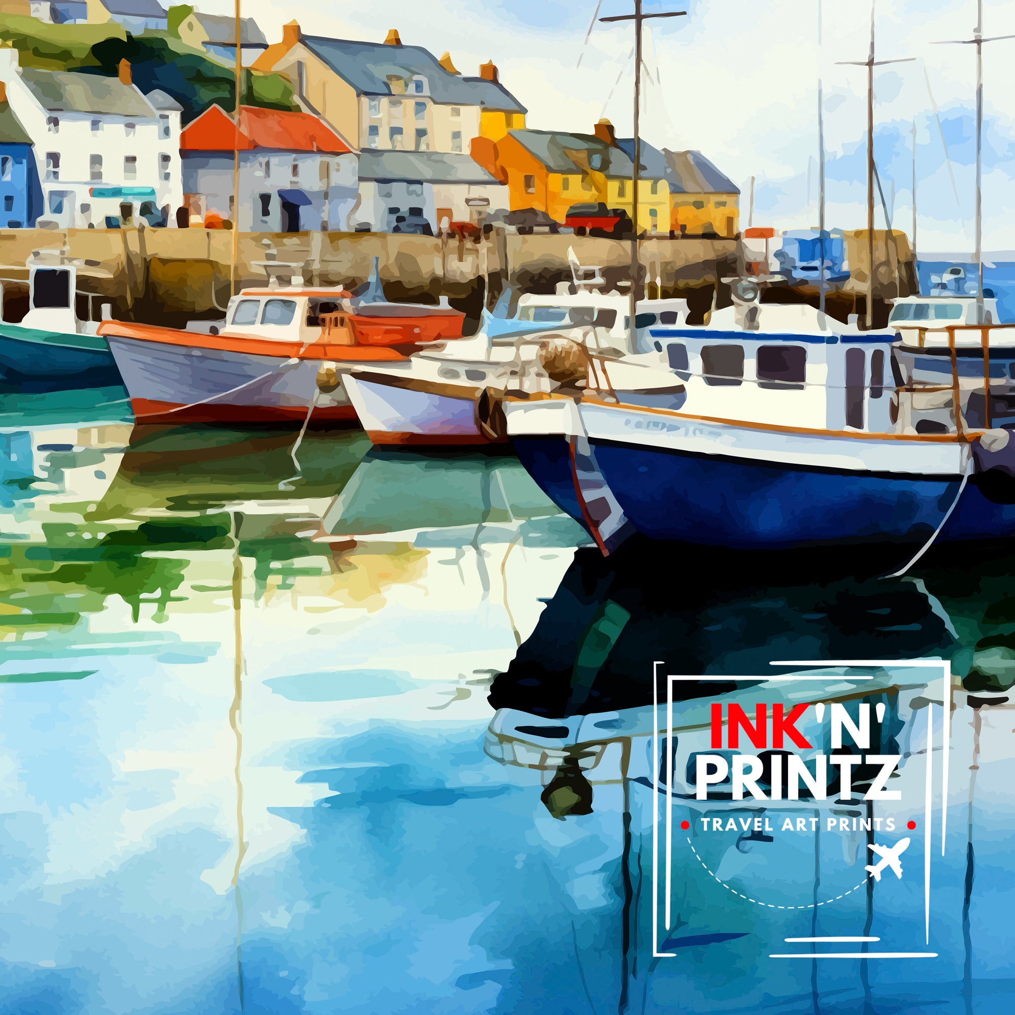 Abersoch Wales Travel Print Abersoch Wall Decor Abersoch Poster Wales Travel Prints Abersoch Art Print Abersoch Illustration Abersoch Wall