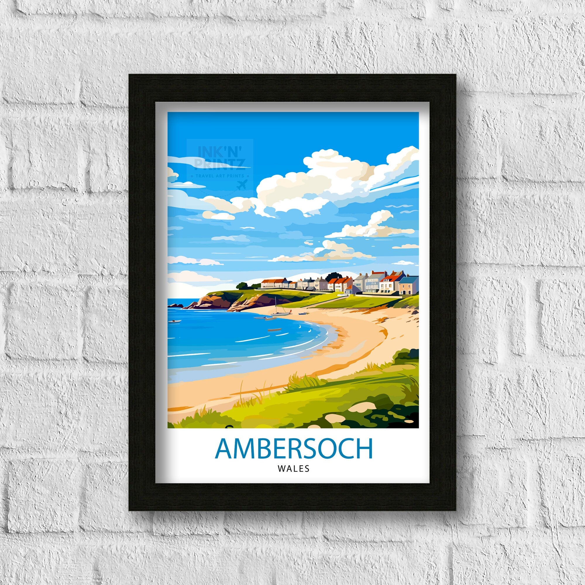 Abersoch Wales Travel Print Abersoch Wall Decor Abersoch Poster Wales Travel Prints Abersoch Art Print Abersoch Illustration Abersoch Wall