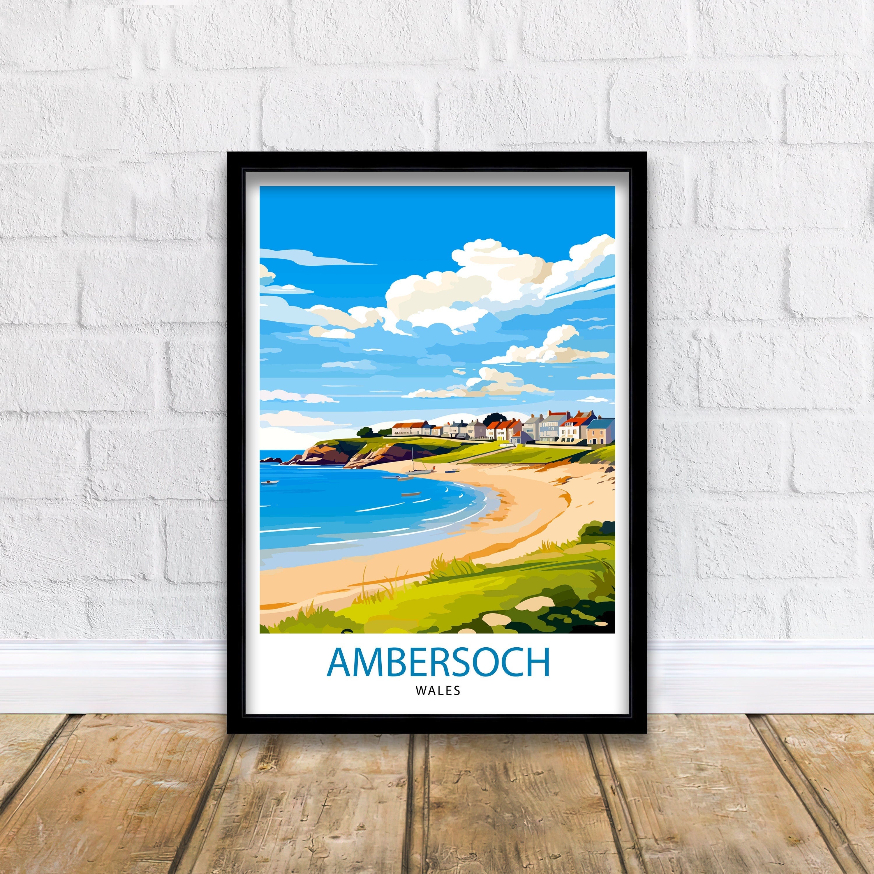 Abersoch Wales Travel Print Abersoch Wall Decor Abersoch Poster Wales Travel Prints Abersoch Art Print Abersoch Illustration Abersoch Wall