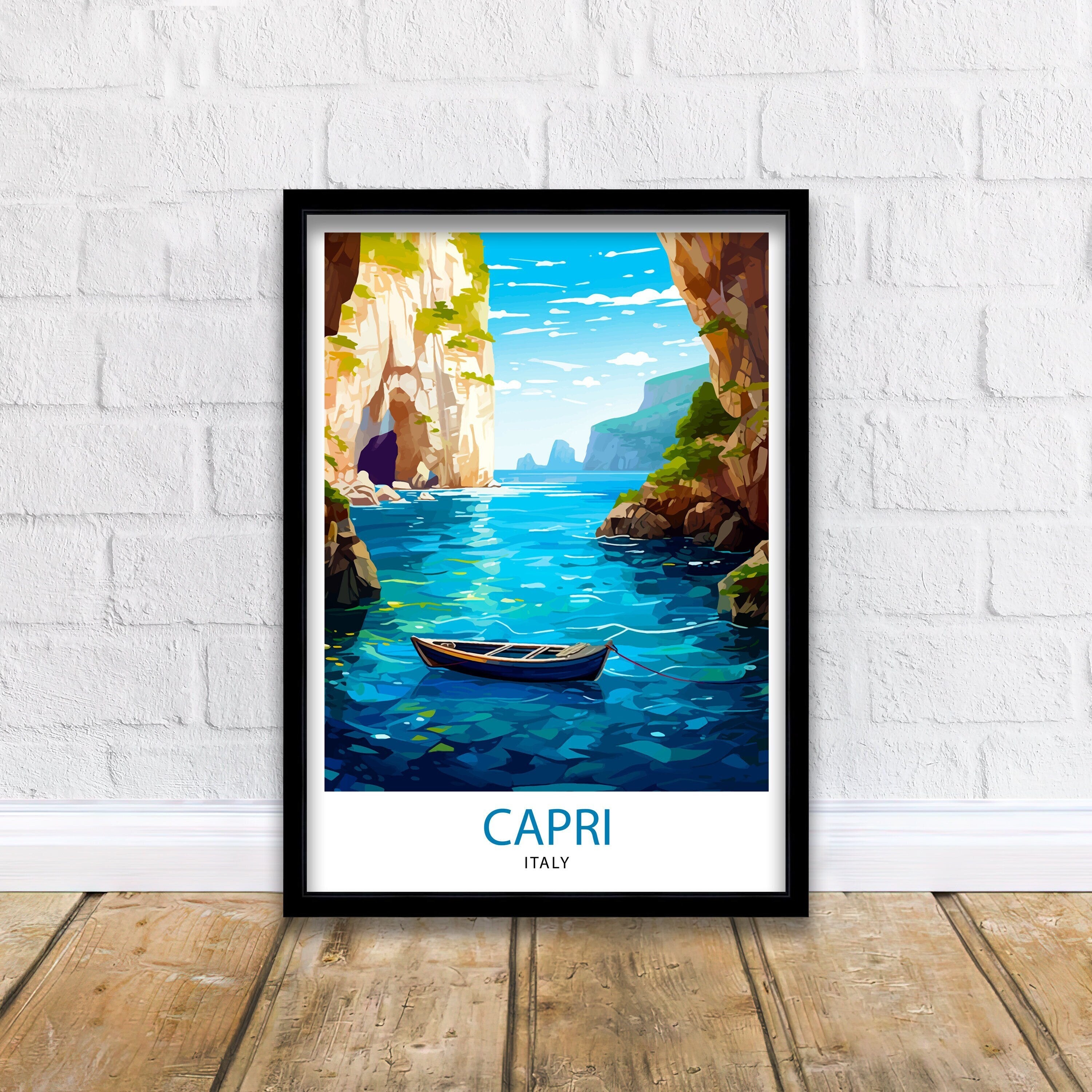 Capri Italy Travel Print Capri Wall Decor Capri Home Living Decor Capri Italy Illustration Travel Poster Gift for Capri Italy Home Decor