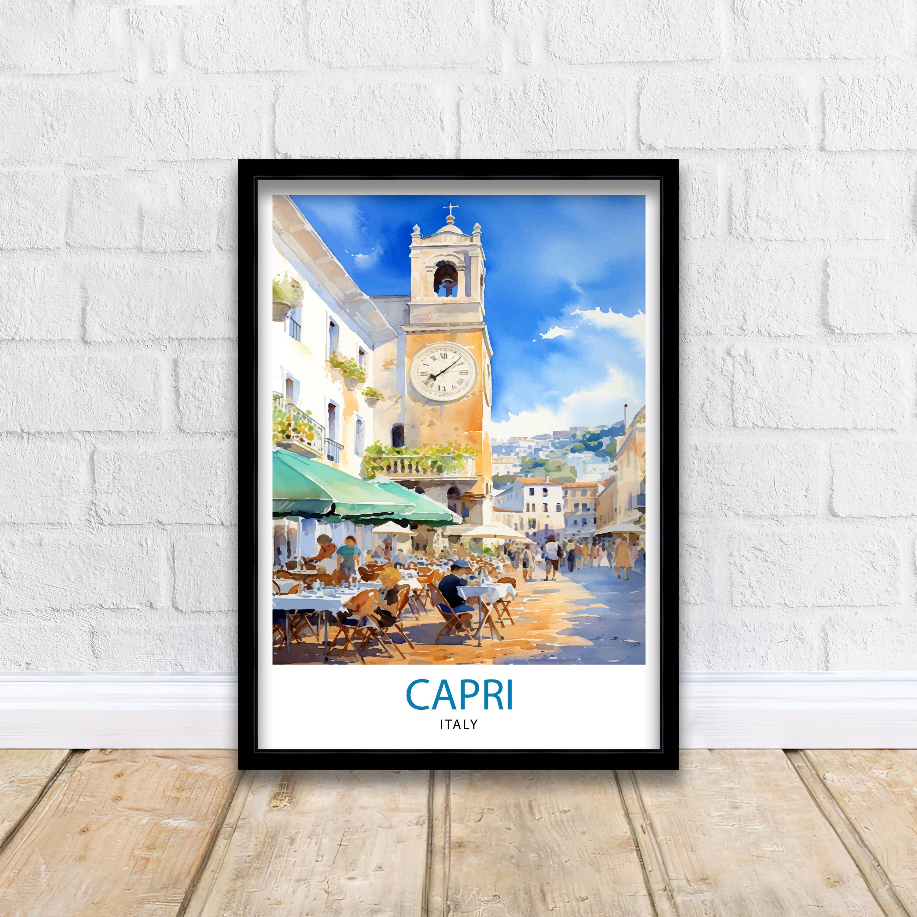 Capri Italy Travel Print Capri Wall Decor Capri Home Living Decor Capri Italy Illustration Travel Poster Gift for Capri Italy Home Decor