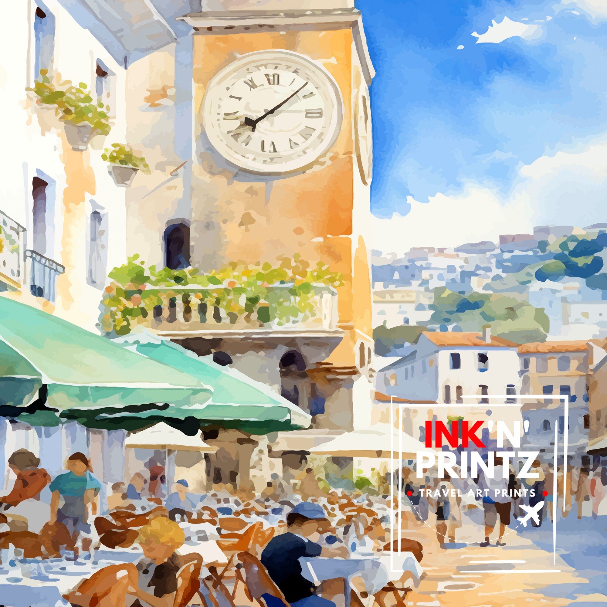 Capri Italy Travel Print Capri Wall Decor Capri Home Living Decor Capri Italy Illustration Travel Poster Gift for Capri Italy Home Decor