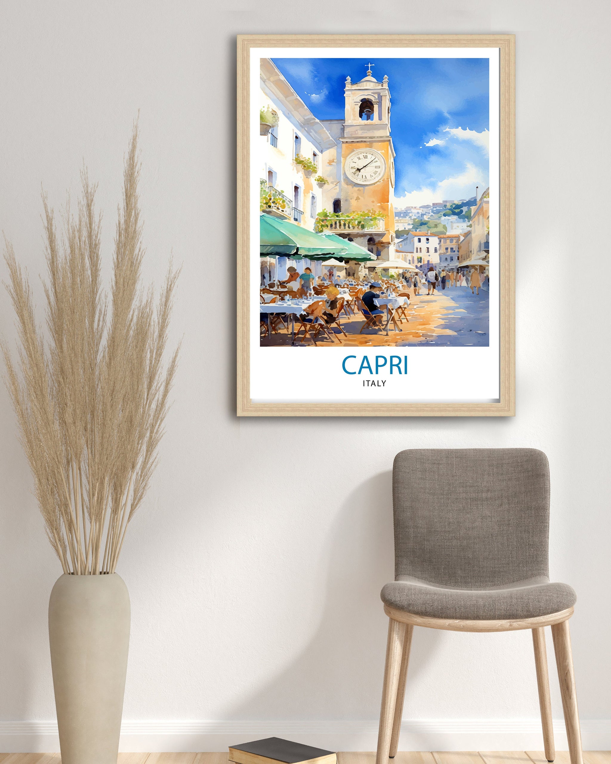 Capri Italy Travel Print Capri Wall Decor Capri Home Living Decor Capri Italy Illustration Travel Poster Gift for Capri Italy Home Decor