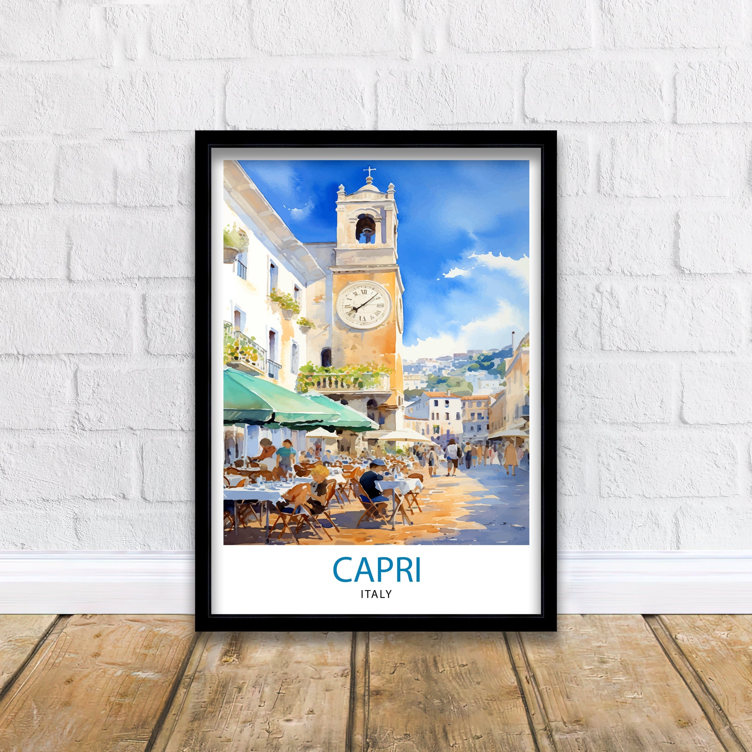 Capri Italy Travel Print Capri Wall Decor Capri Home Living Decor Capri Italy Illustration Travel Poster Gift for Capri Italy Home Decor