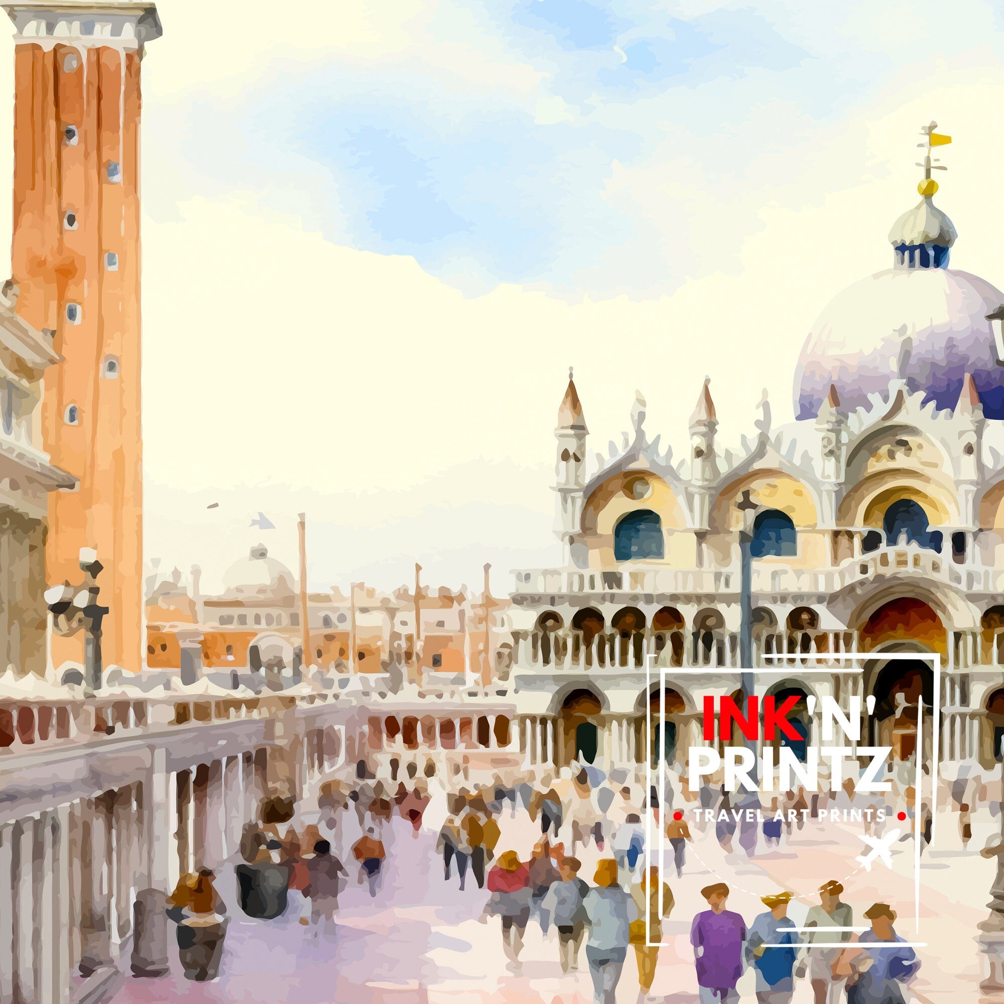 Venice Travel Print Venice Wall Decor Venice Home Living Decor Venice Italy City Print Capital City Venice Canal Poster Venice Illustration