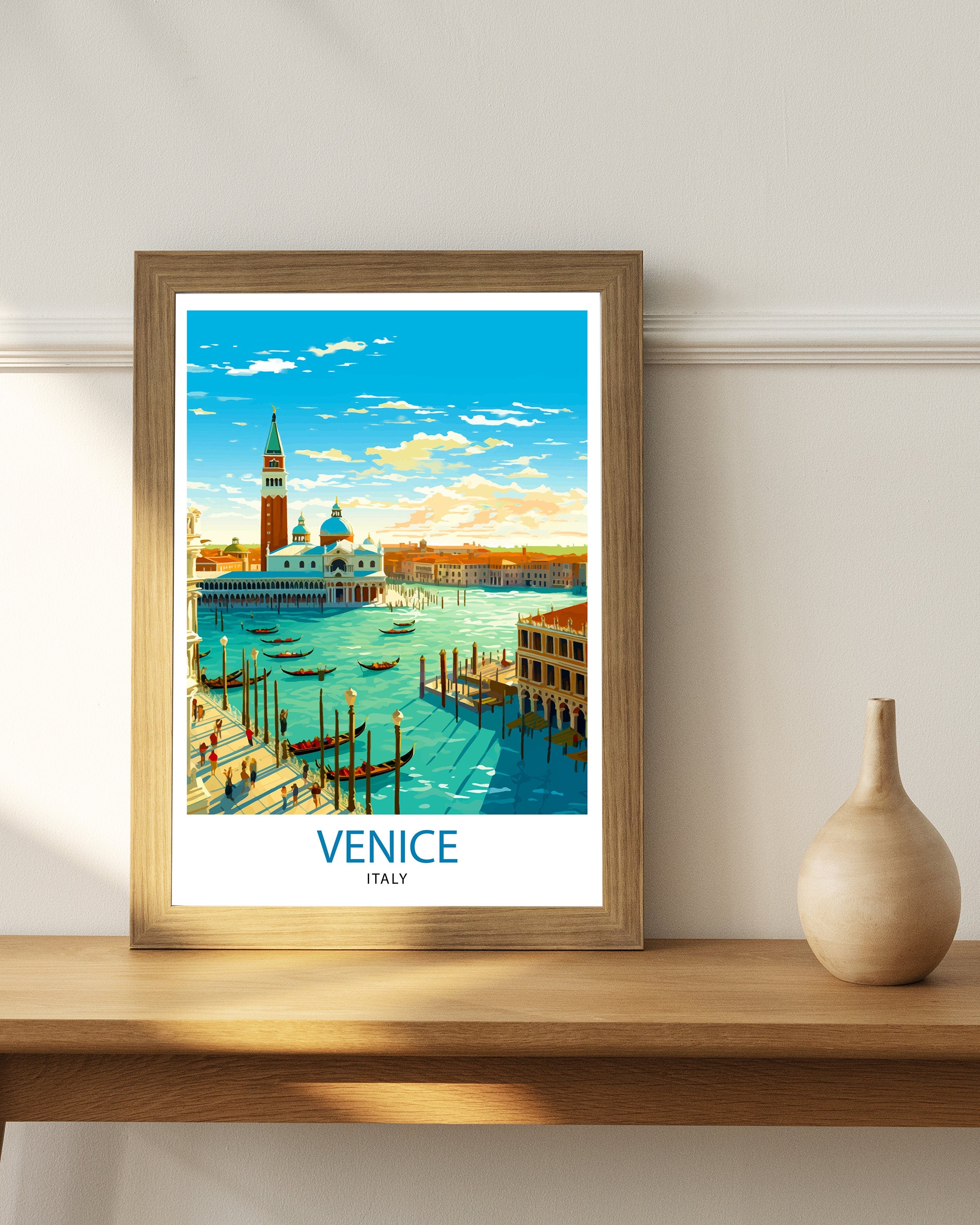 Venice Travel Print Venice Wall Decor Venice Home Living Decor Venice Italy City Print Capital City Venice Canal Poster Venice Illustration
