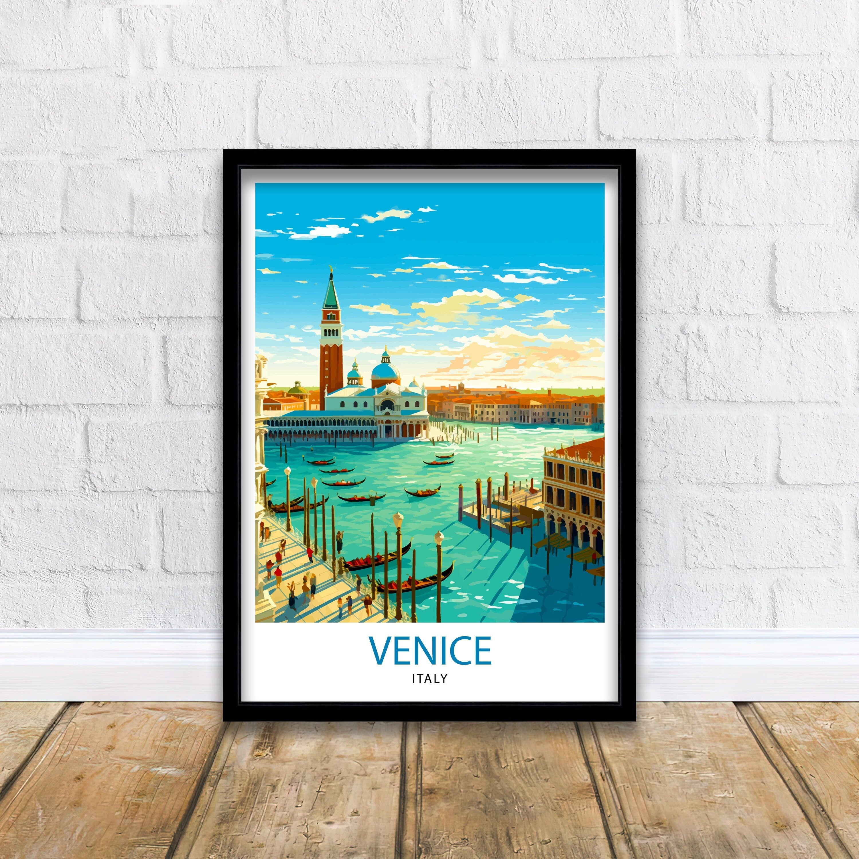 Venice Travel Print Venice Wall Decor Venice Home Living Decor Venice Italy City Print Capital City Venice Canal Poster Venice Illustration