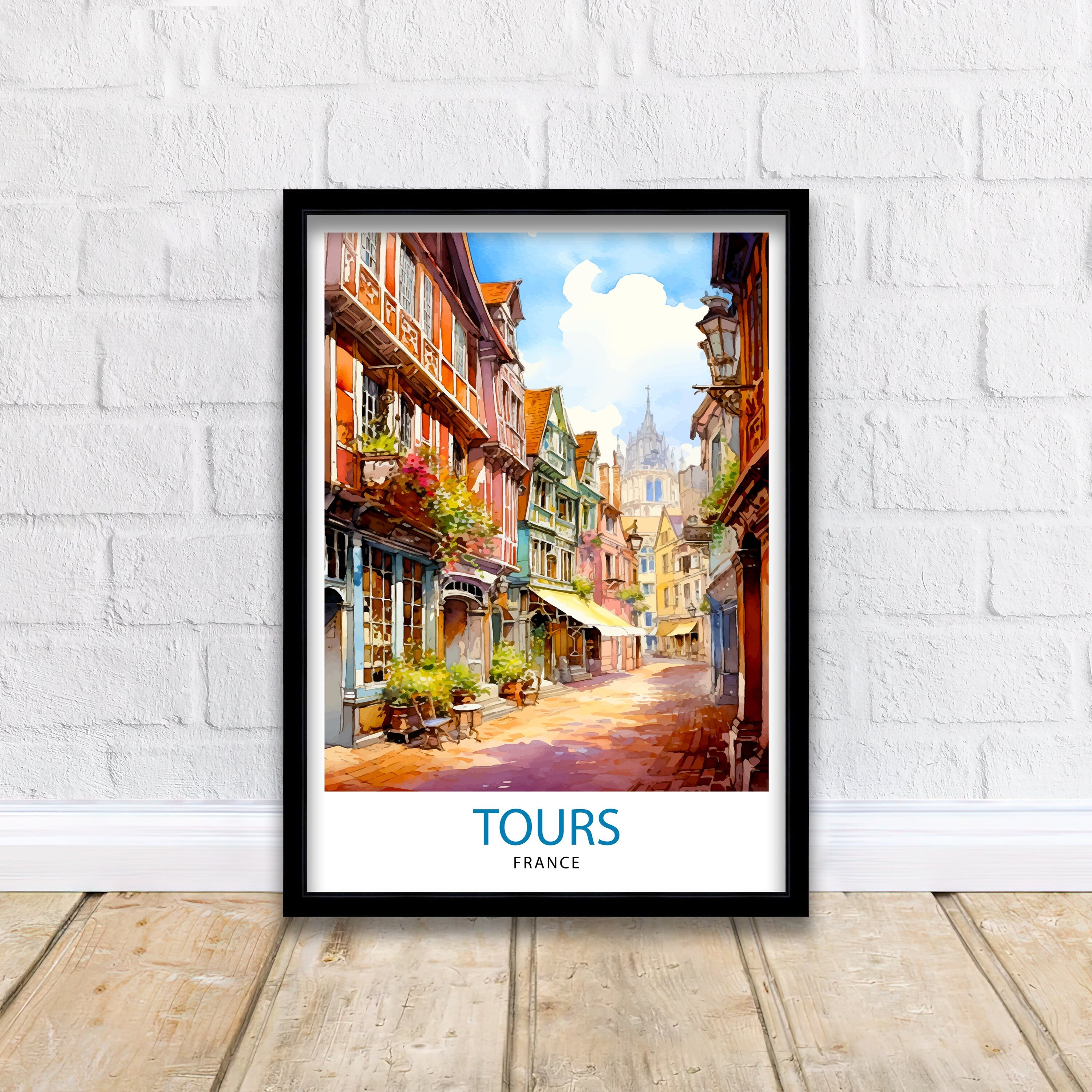 Tours France Travel Print Tours Wall Decor Tours Poster France Travel Prints Tours Art Print Tours Illustration Tours Wall Art