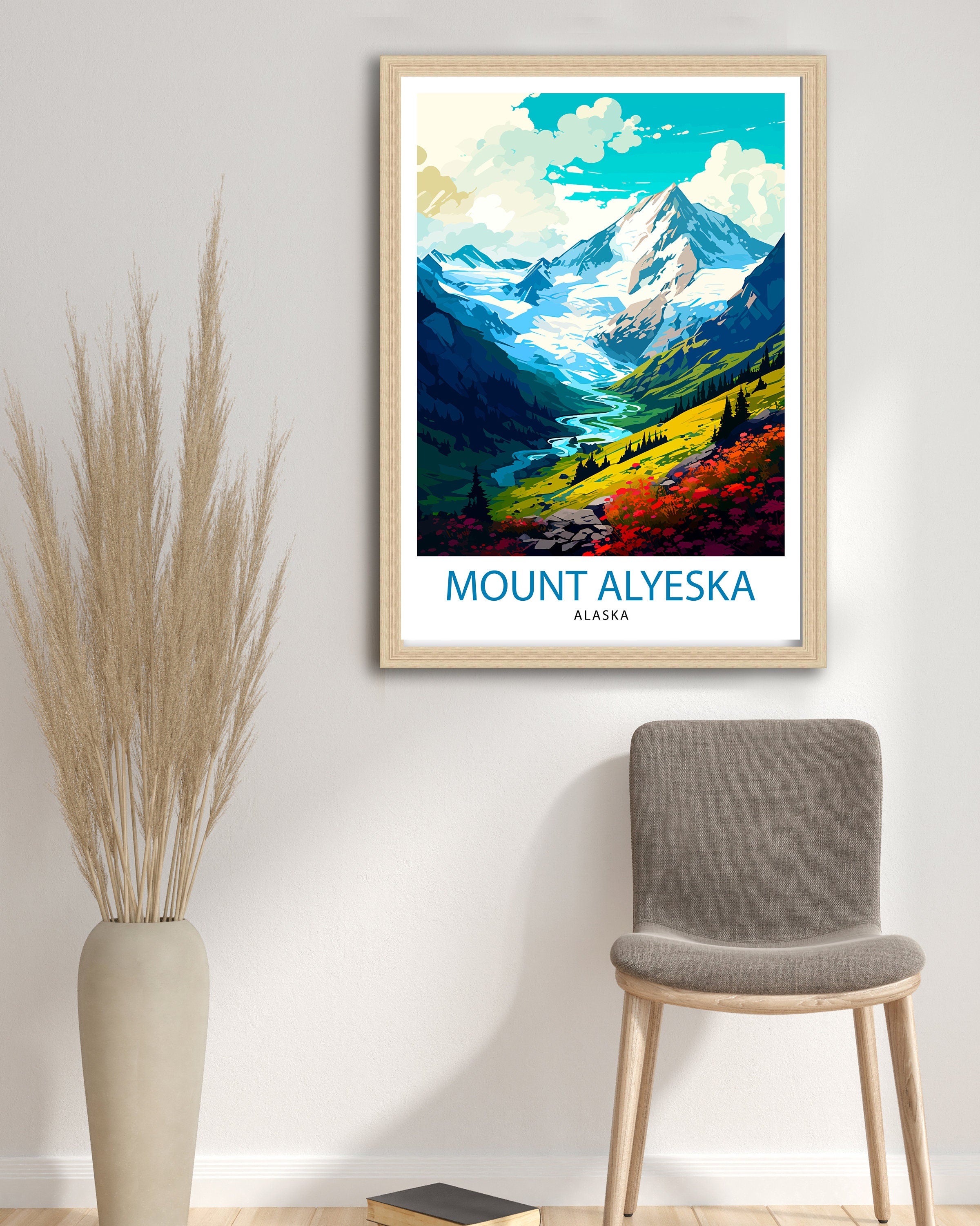 Mount Alyeska Alaska Travel Print| Mount Alyeska Wall Decor Mount Alyeska Poster Alaska Travel Prints Mount Alyeska Art Print Mount Alyeska