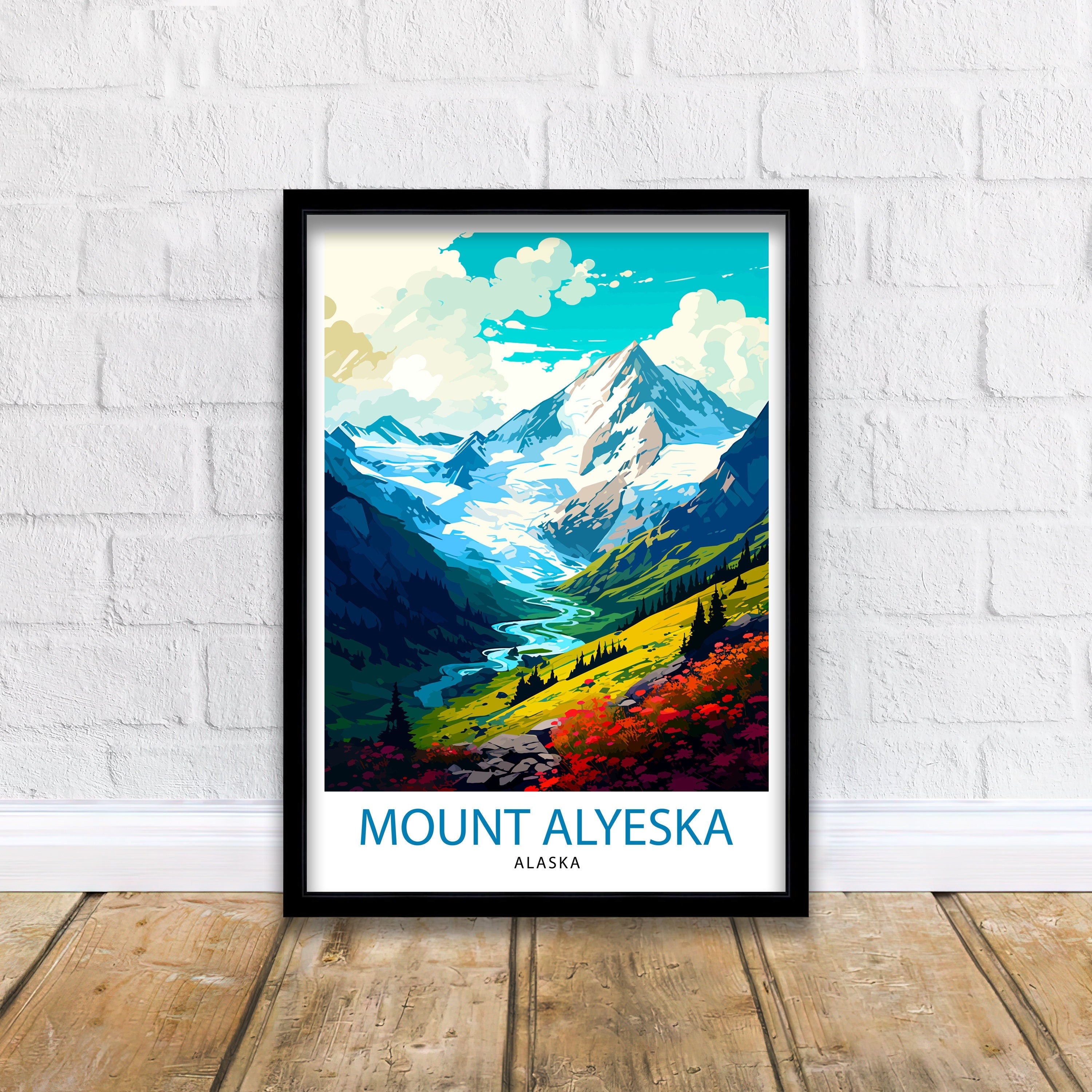 Mount Alyeska Alaska Travel Print| Mount Alyeska Wall Decor Mount Alyeska Poster Alaska Travel Prints Mount Alyeska Art Print Mount Alyeska