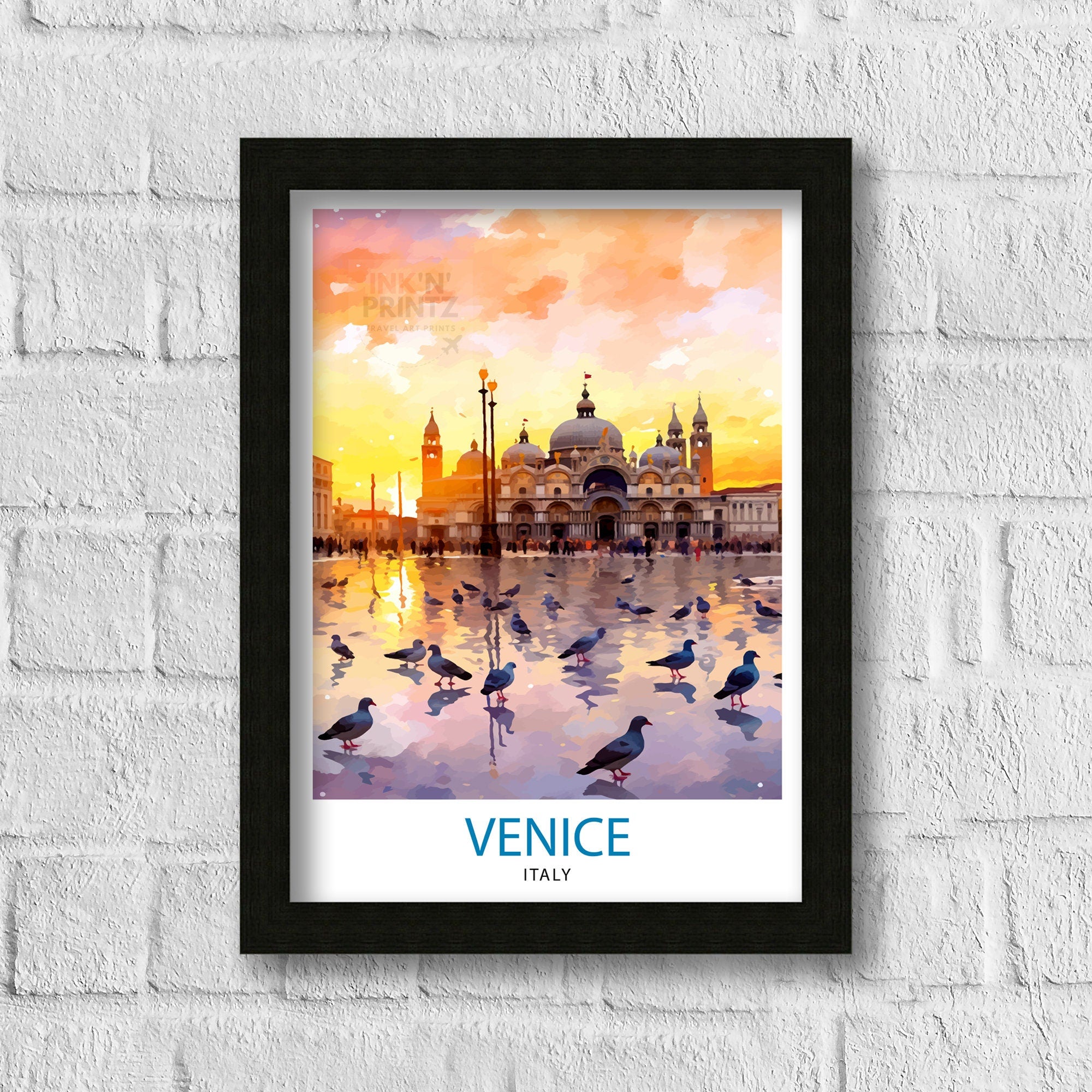Venice Travel Print Venice Wall Decor Venice Home Living Decor Venice Italy City Print Capital City Venice Canal Poster Venice Illustration
