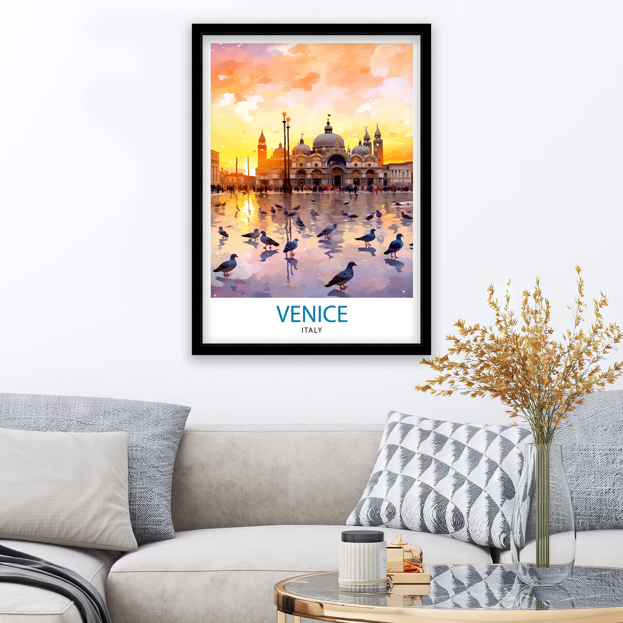 Venice Travel Print Venice Wall Decor Venice Home Living Decor Venice Italy City Print Capital City Venice Canal Poster Venice Illustration