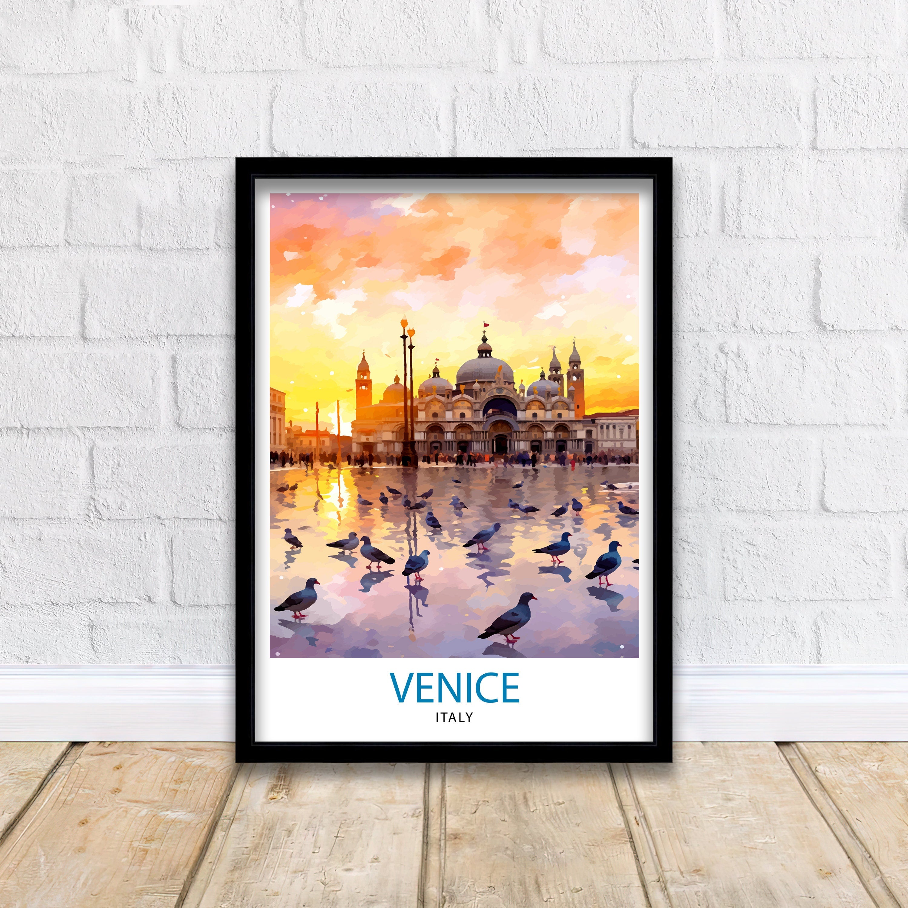 Venice Travel Print Venice Wall Decor Venice Home Living Decor Venice Italy City Print Capital City Venice Canal Poster Venice Illustration