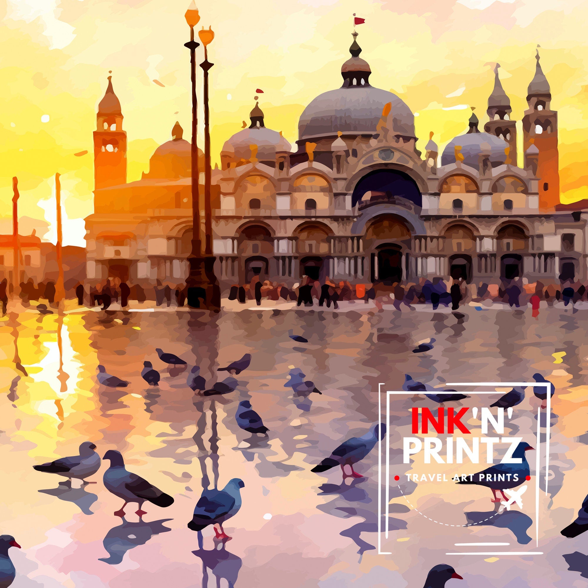 Venice Travel Print Venice Wall Decor Venice Home Living Decor Venice Italy City Print Capital City Venice Canal Poster Venice Illustration