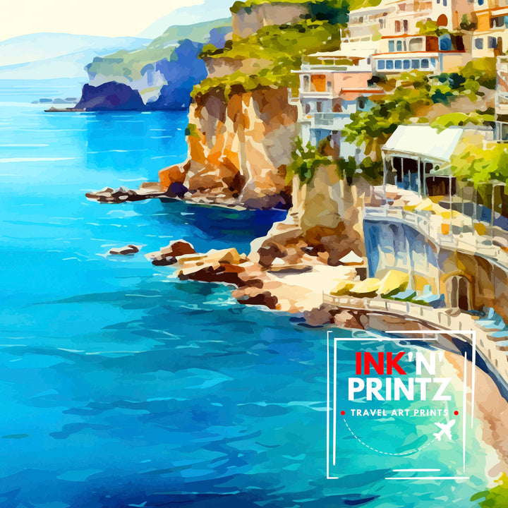 Sorrento Italy Travel Print Sorrento Wall Decor - Sorrento Poster Italy Travel Prints Sorrento Art Print Sorrento Italy Illustration