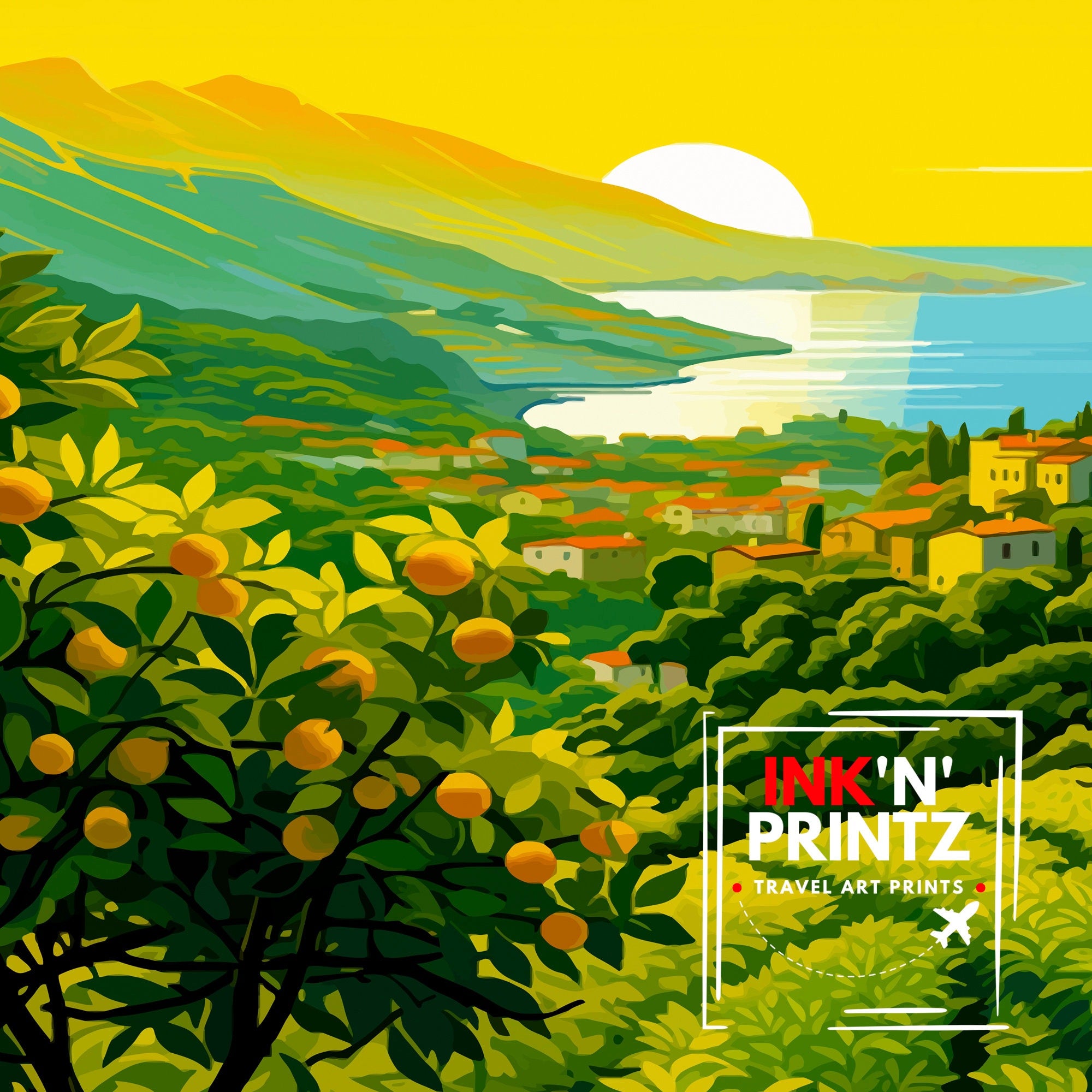 Sorrento Italy Travel Print Sorrento Wall Decor - Sorrento Poster Italy Travel Prints Sorrento Art Print Sorrento Italy Illustration