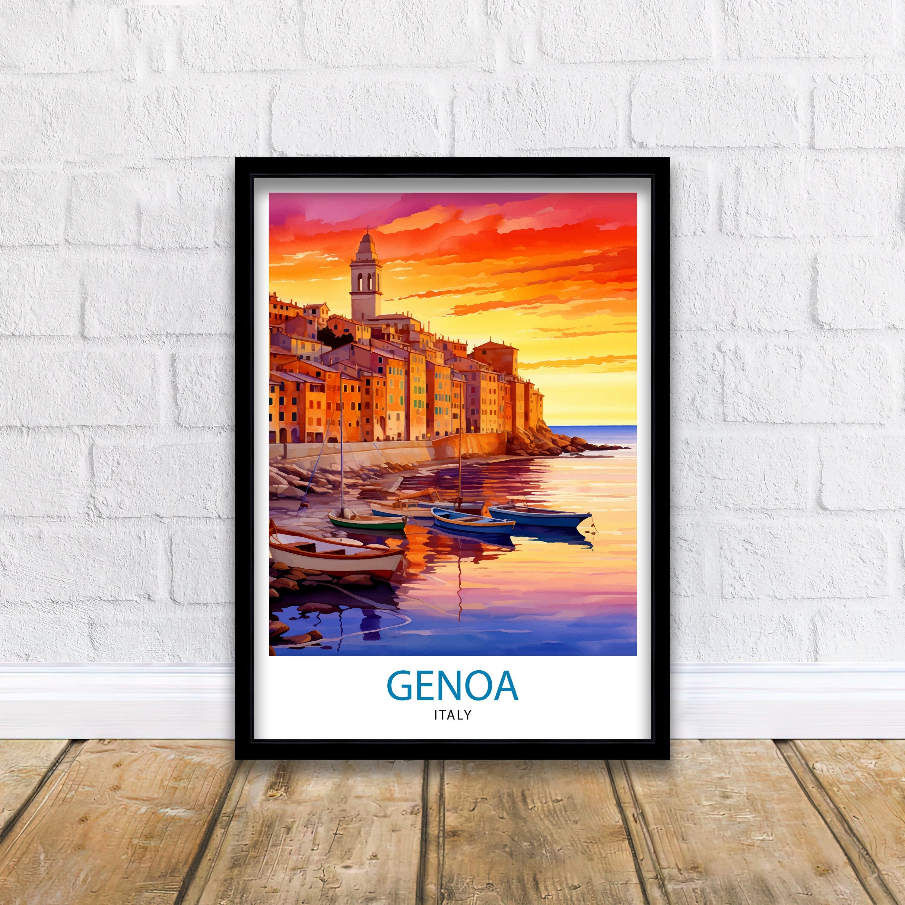 Genoa Italy Travel Print Genoa Wall Decor Genoa Poster Italy Travel Prints Genoa Art Print Genoa Illustration Genoa Wall Art