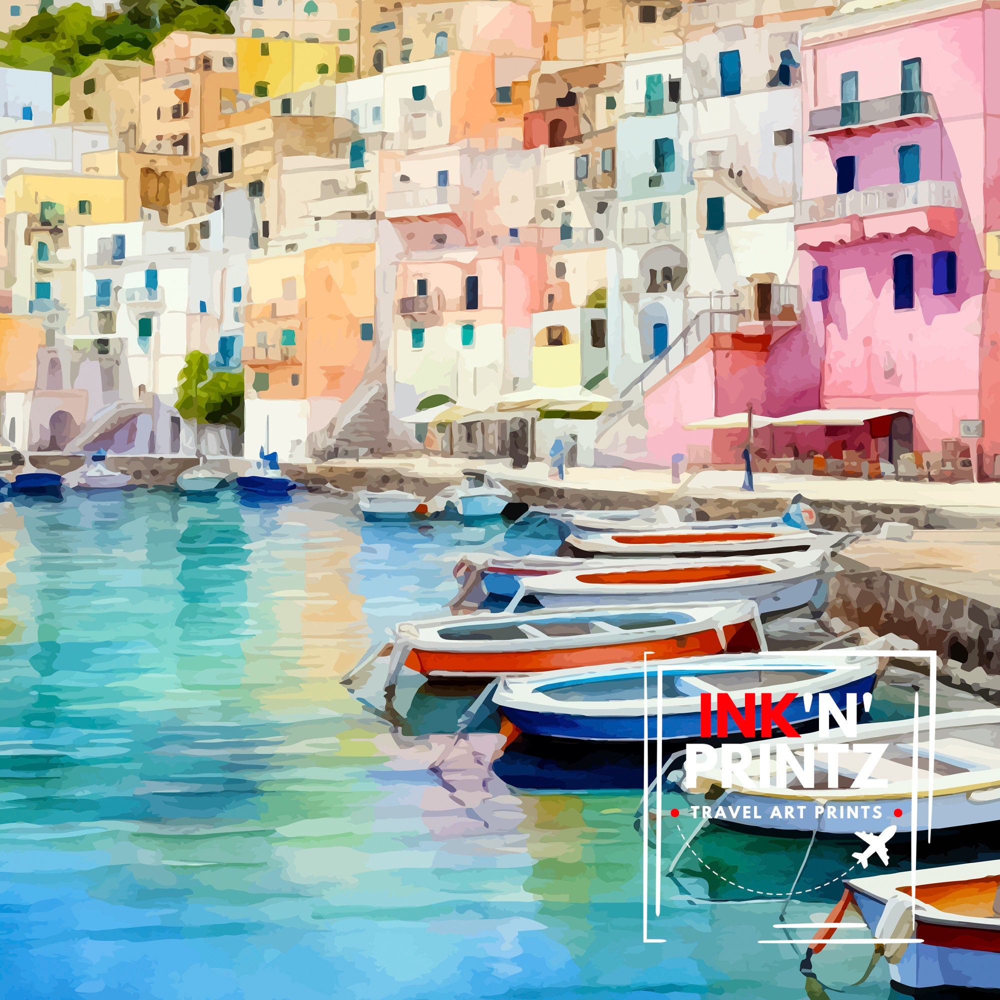 Ischia Italy Travel Print Ischia Wall Decor Ischia Home Living Decor Ischia Italy Illustration Travel Poster Gift For Ischia Italy Home