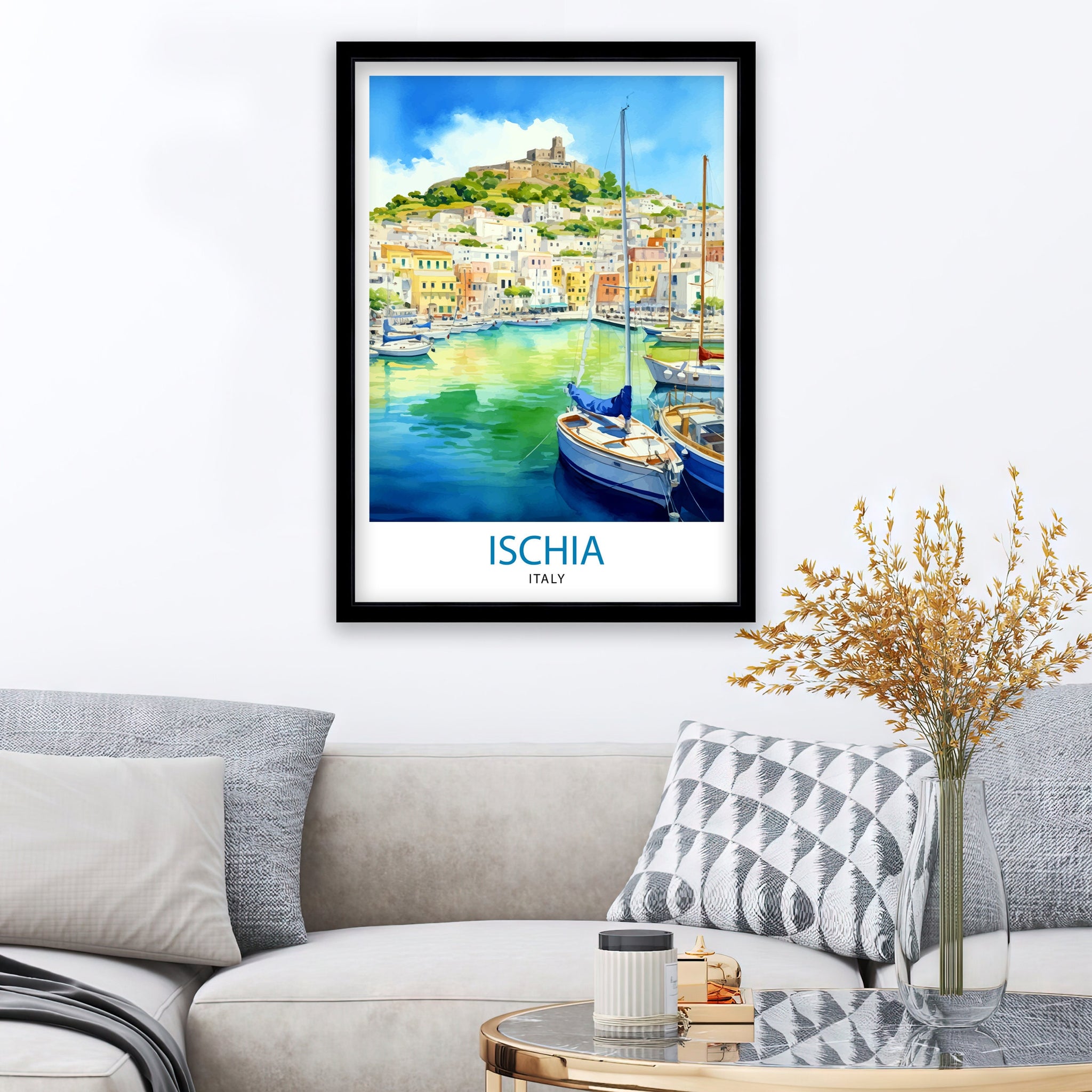 Ischia Italy Travel Print Ischia Wall Decor Ischia Home Living Decor Ischia Italy Illustration Travel Poster Gift For Ischia Italy Home
