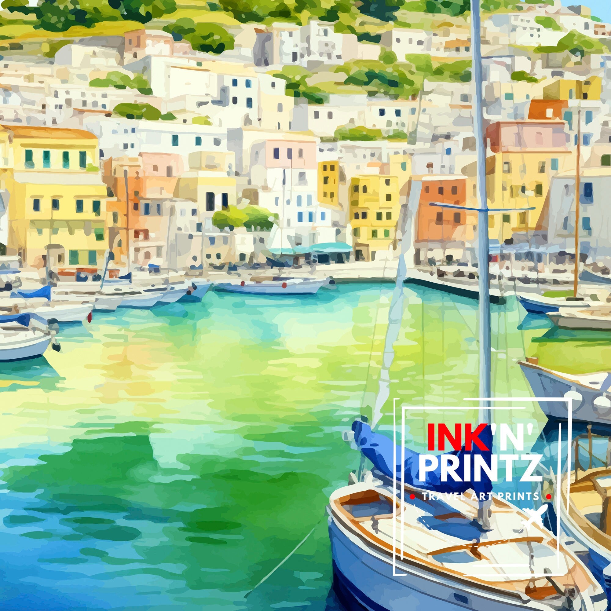 Ischia Italy Travel Print Ischia Wall Decor Ischia Home Living Decor Ischia Italy Illustration Travel Poster Gift For Ischia Italy Home