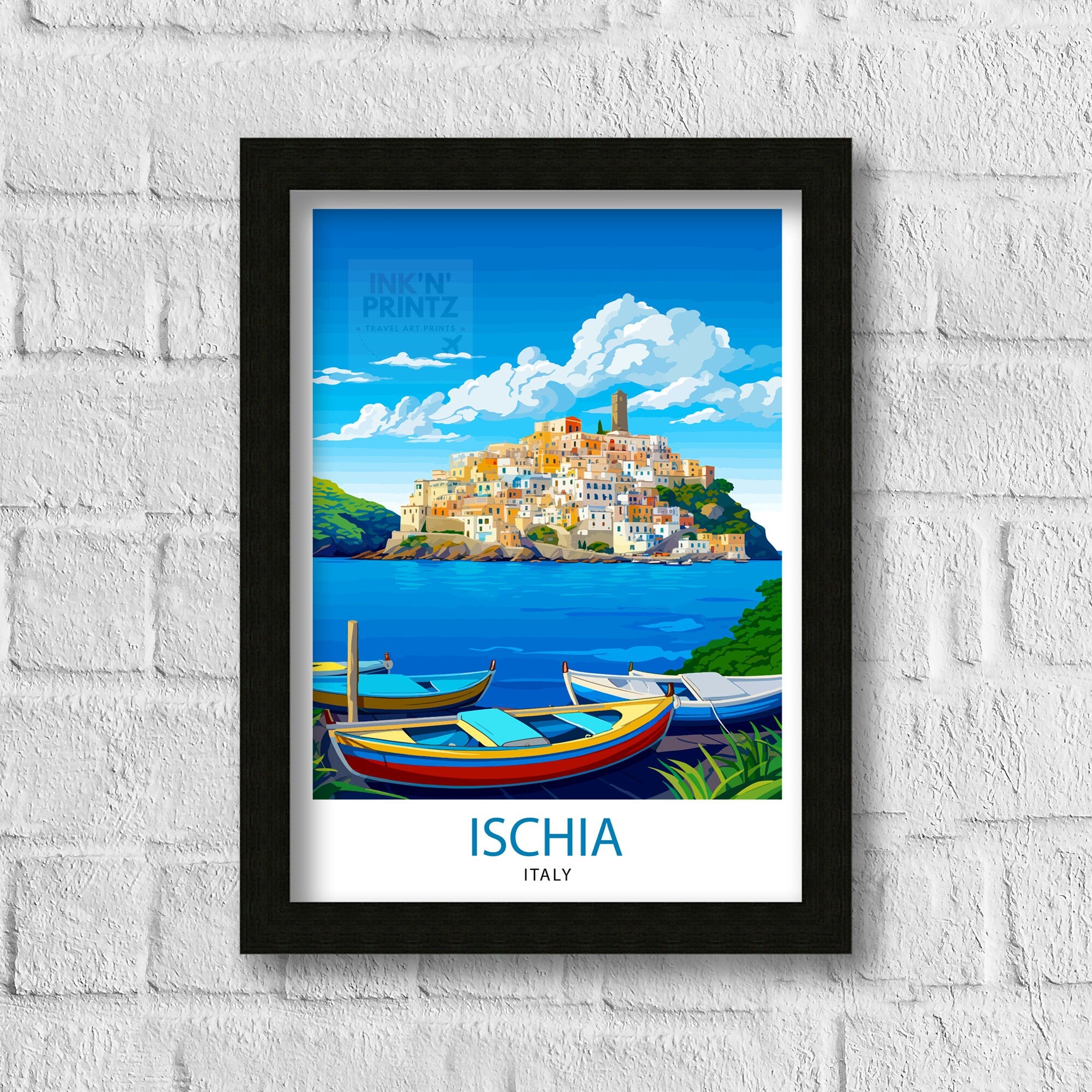 Ischia Italy Travel Print Ischia Wall Decor Ischia Home Living Decor Ischia Italy Illustration Travel Poster Gift For Ischia Italy Home