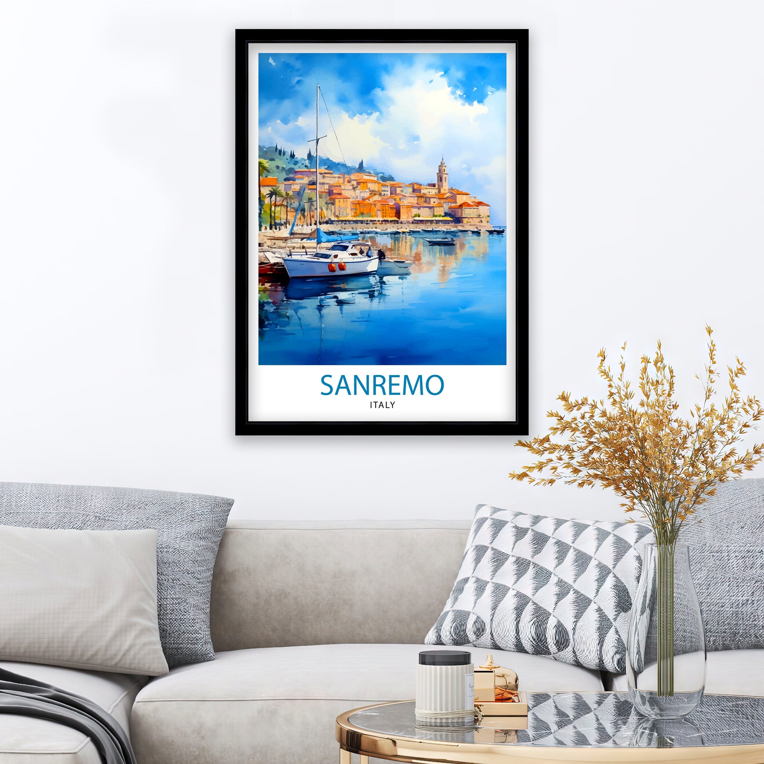 Sanremo Italy Travel Print Sanremo Wall Decor Sanremo Poster Italy Travel Prints Sanremo Art Print Sanremo Illustration Sanremo Wall Art