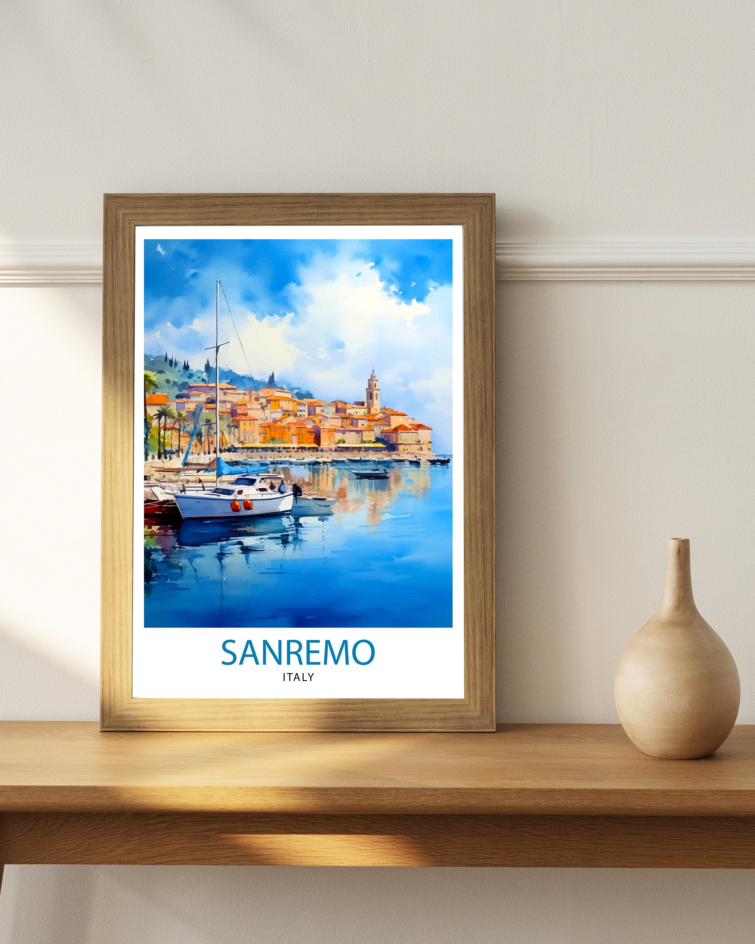 Sanremo Italy Travel Print Sanremo Wall Decor Sanremo Poster Italy Travel Prints Sanremo Art Print Sanremo Illustration Sanremo Wall Art