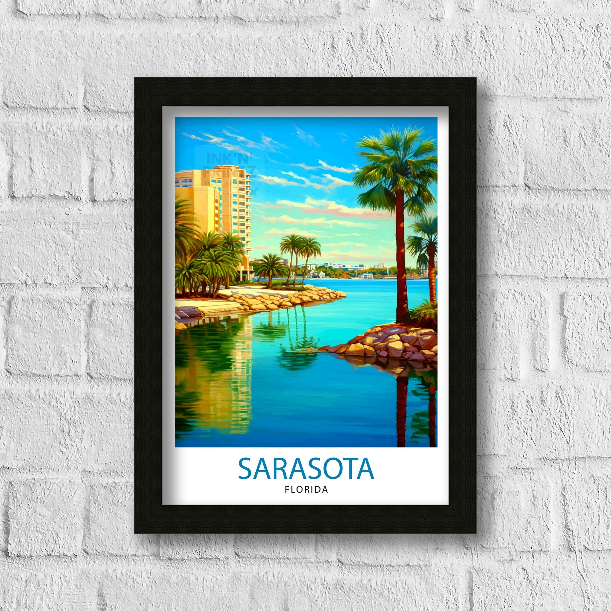 Sarasota Florida Travel Print| Sarasota Wall Decor Sarasota Poster Florida Travel Prints Sarasota Art Print Sarasota Illustration Sarasota