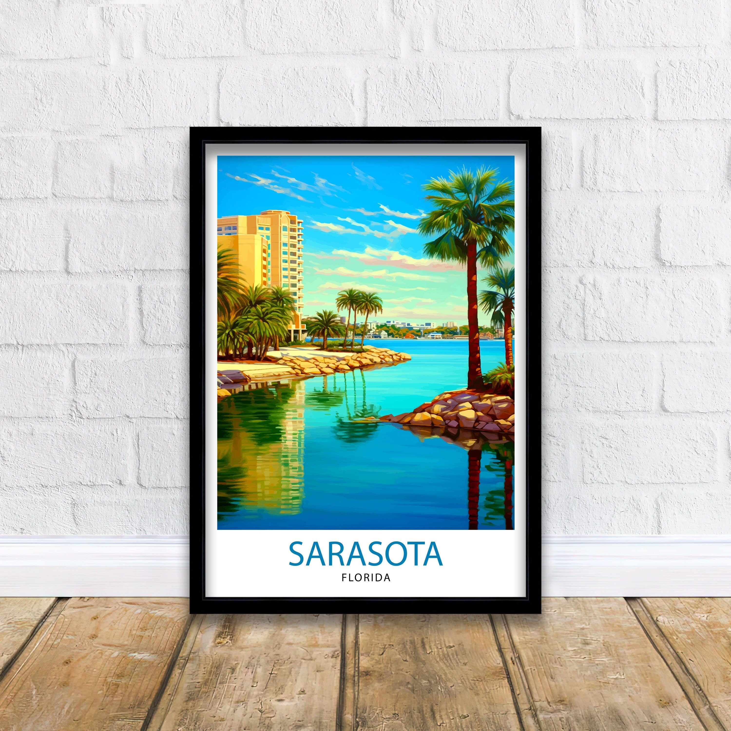 Sarasota Florida Travel Print| Sarasota Wall Decor Sarasota Poster Florida Travel Prints Sarasota Art Print Sarasota Illustration Sarasota