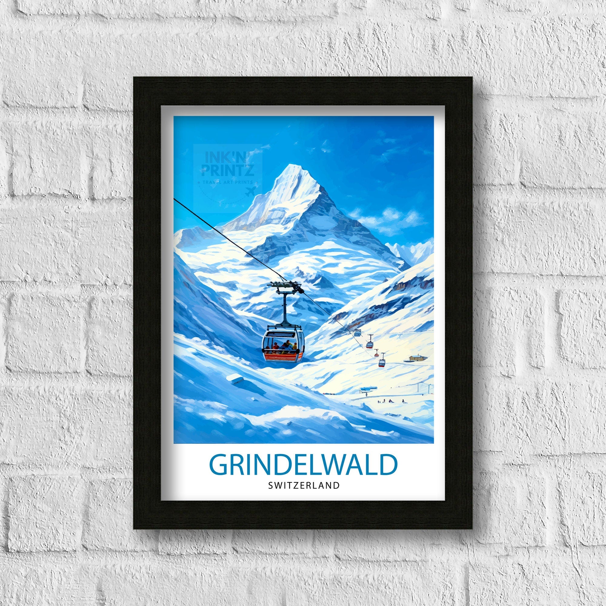Grindelwald Switzerland Travel Print Grindelwald Wall Decor Grindelwald Poster Switzerland Travel Prints Grindelwald Art Print Grindelwald