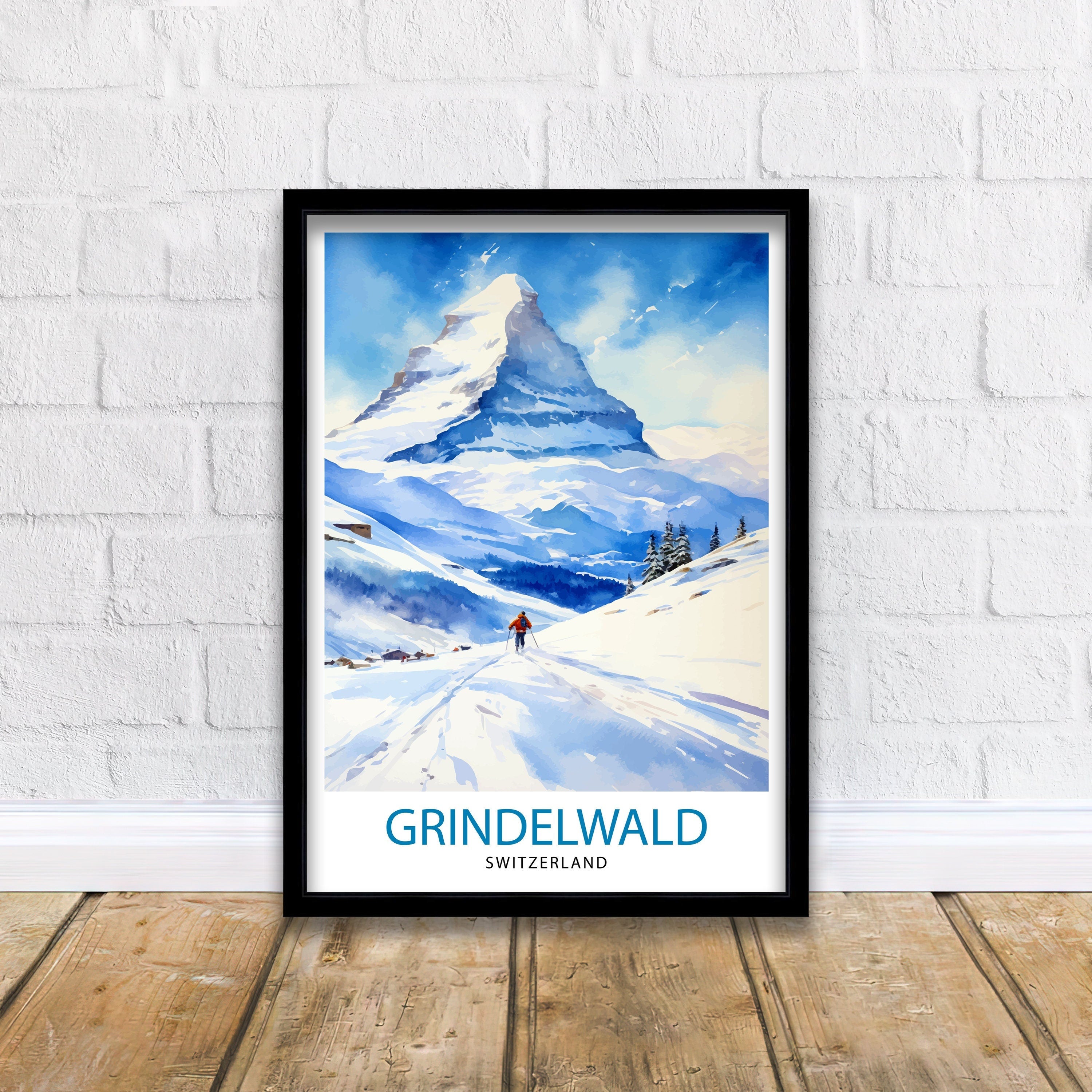 Grindelwald Switzerland Travel Print Grindelwald Wall Decor Grindelwald Poster Switzerland Travel Prints Grindelwald Art Print Grindelwald