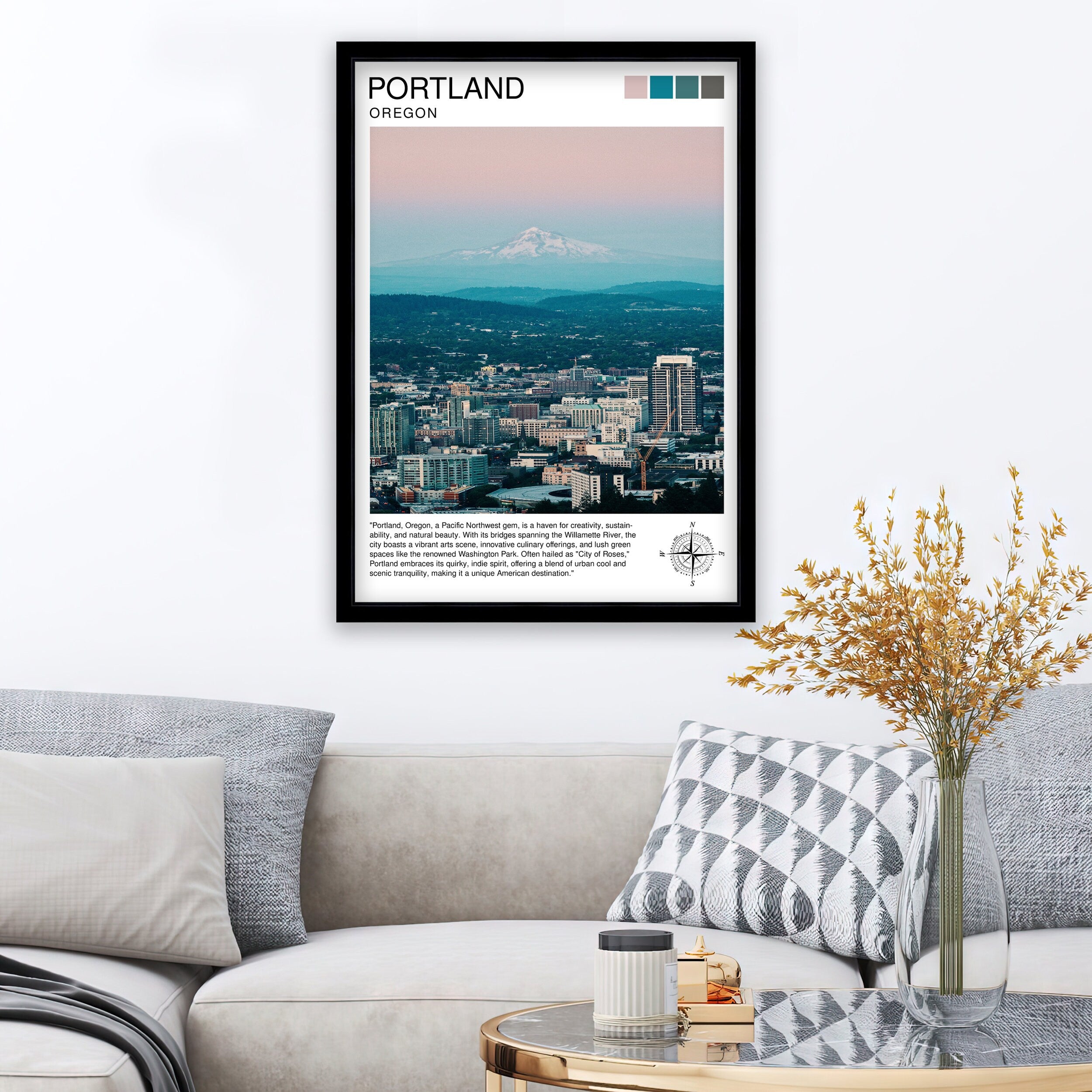 Portland Maine Travel Print Portland Wall Decor Portland Home Living Decor Portland Maine Illustration Travel Poster Gift for Portland Maine