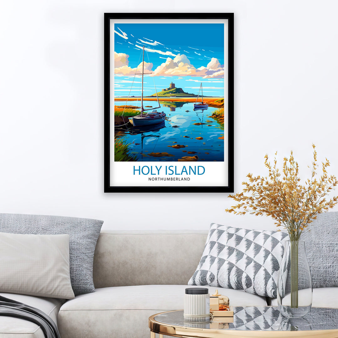 Holy Island Northumberland Travel Poster Holy Island