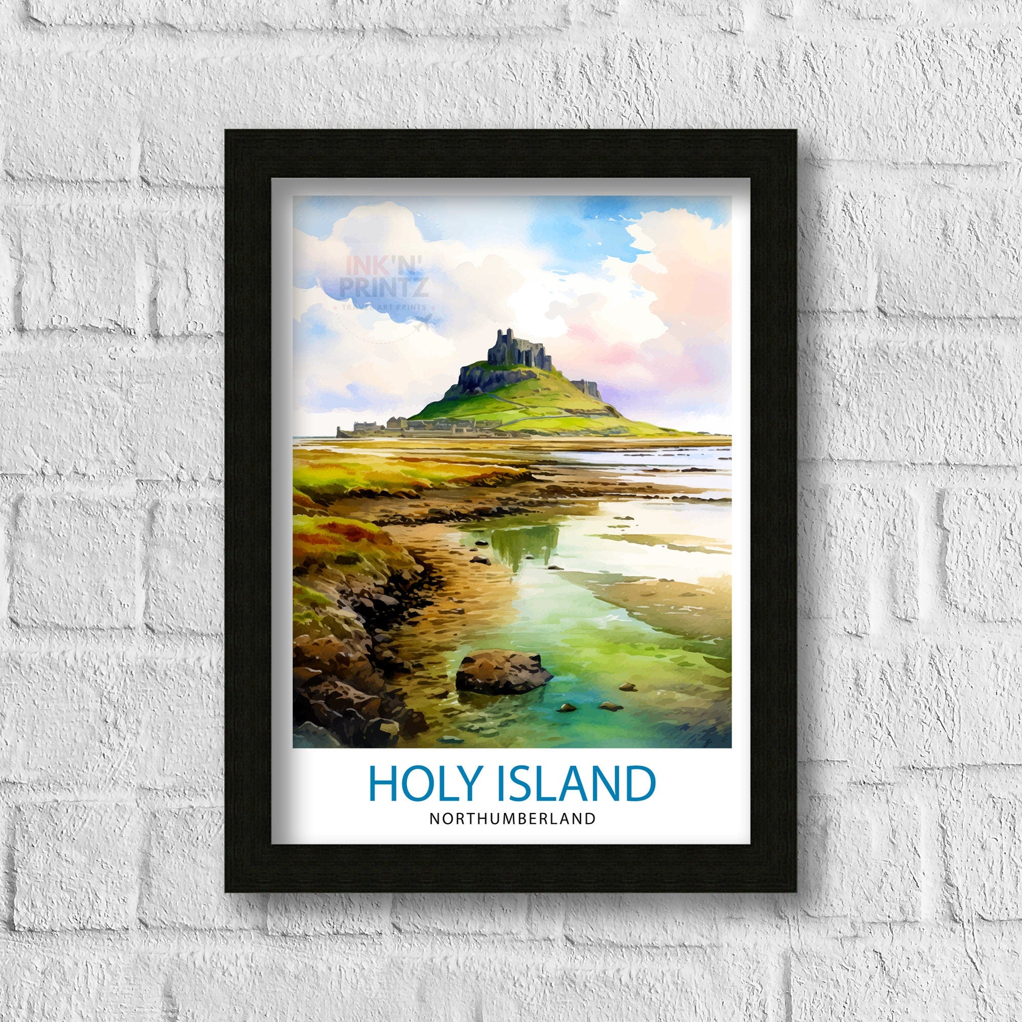 Holy Island Northumberland Travel Print Holy Island Wall Decor Holy Island Poster Northumberland Travel Prints Holy Island Art Print Holy