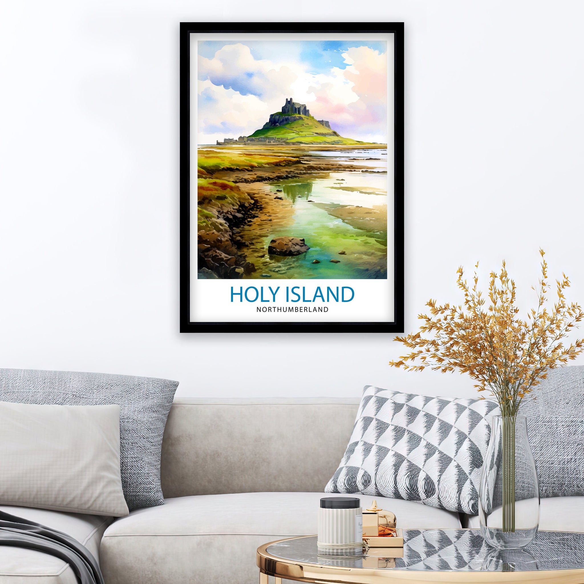 Holy Island Northumberland Travel Print Holy Island Wall Decor Holy Island Poster Northumberland Travel Prints Holy Island Art Print Holy
