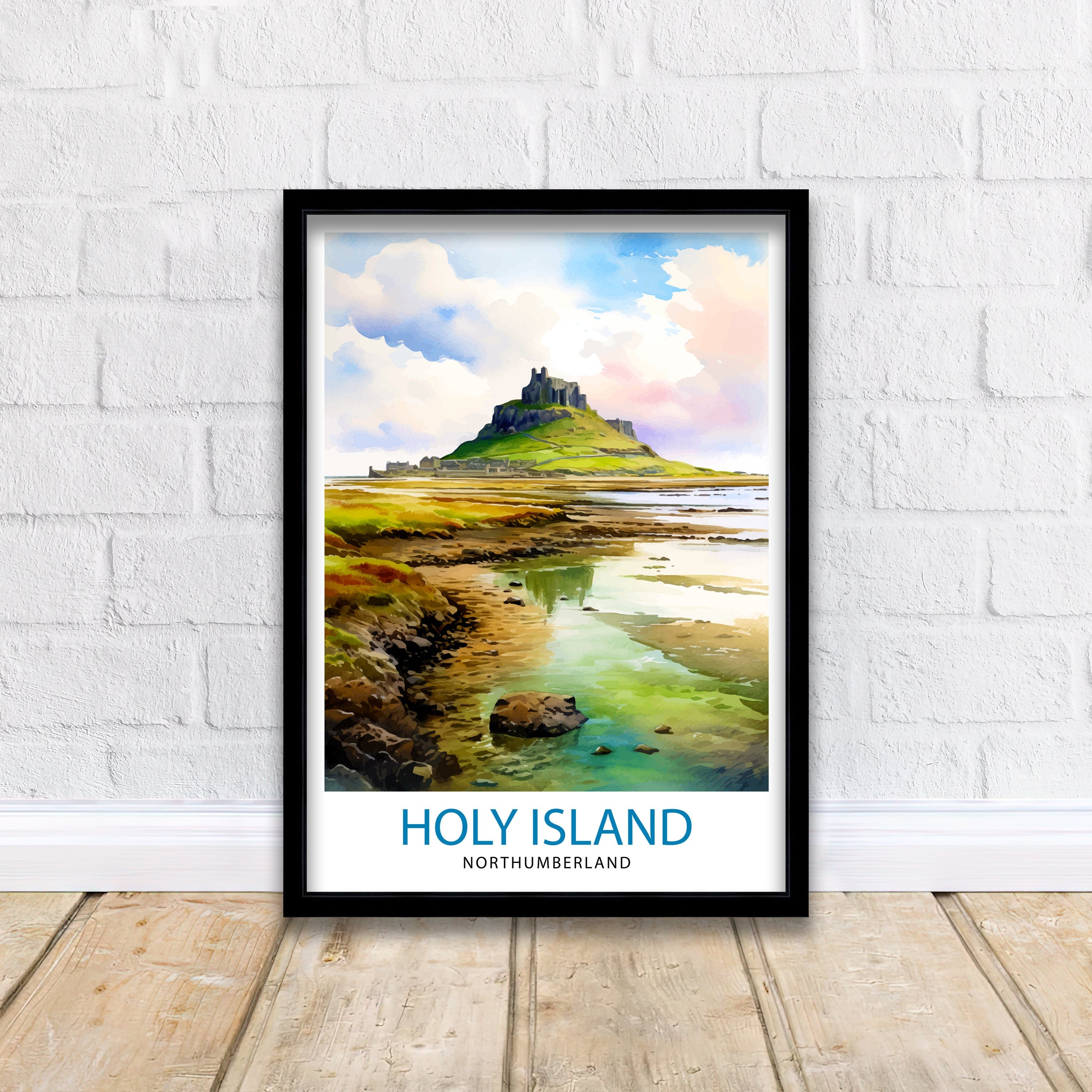 Holy Island Northumberland Travel Print Holy Island Wall Decor Holy Island Poster Northumberland Travel Prints Holy Island Art Print Holy
