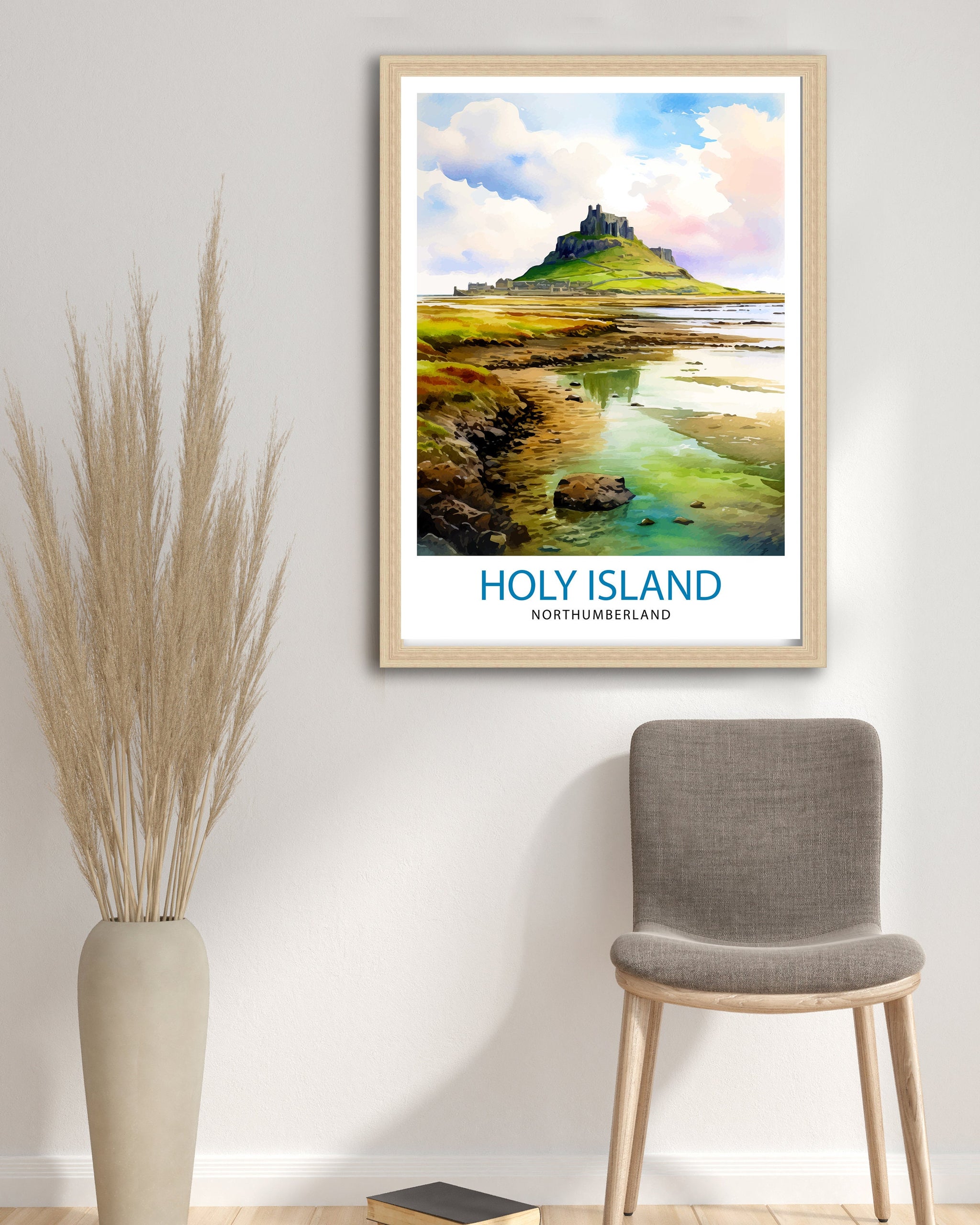 Holy Island Northumberland Travel Print Holy Island Wall Decor Holy Island Poster Northumberland Travel Prints Holy Island Art Print Holy
