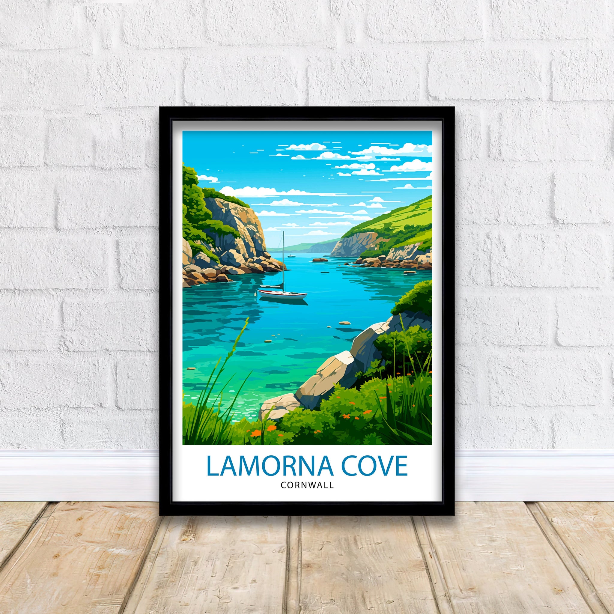Lamorna Cove Cornwall Travel Print Lamorna Wall Decor Lamorna Poster Cornwall Travel Prints Lamorna Art Print Lamorna Illustration Lamorna