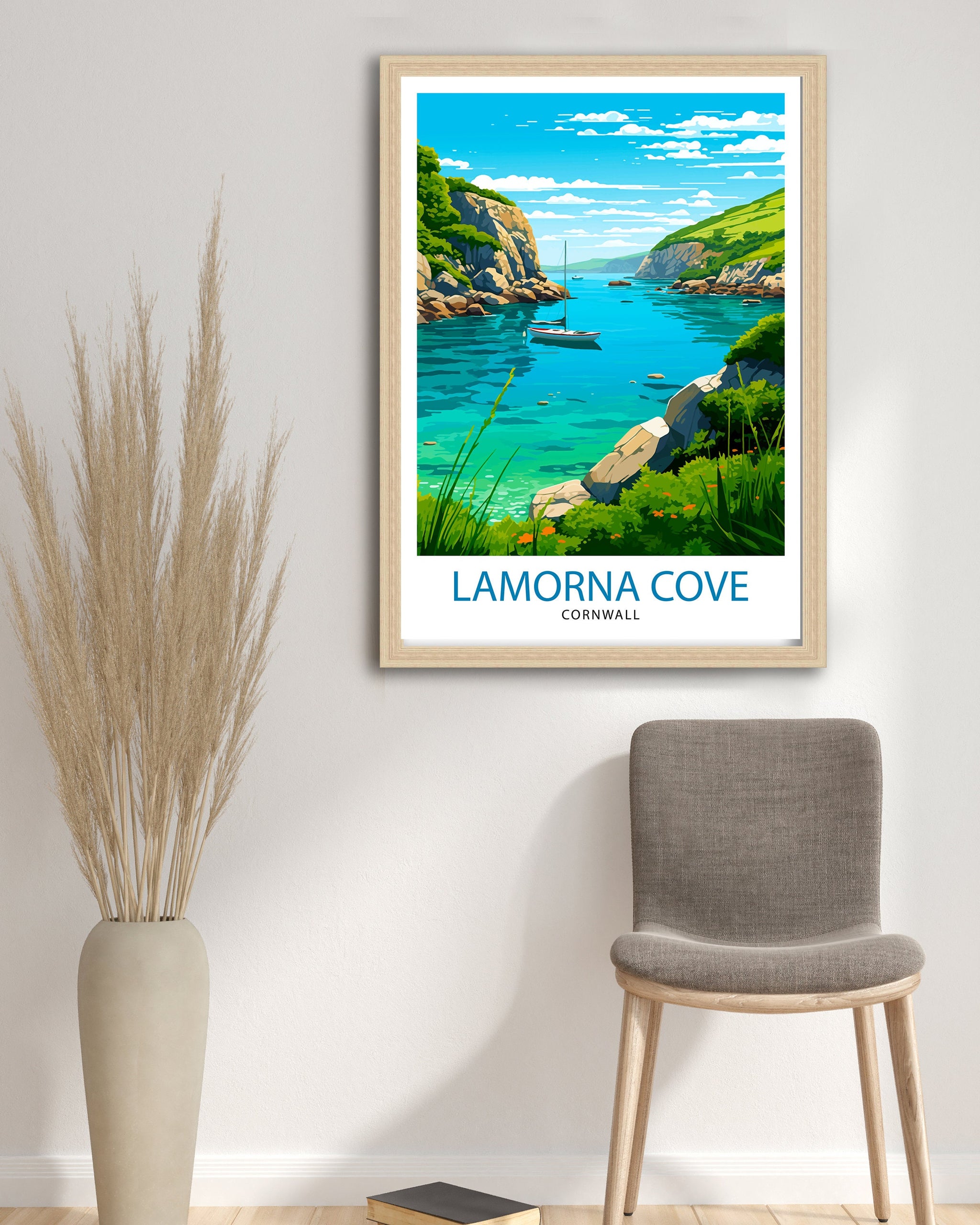 Lamorna Cove Cornwall Travel Print Lamorna Wall Decor Lamorna Poster Cornwall Travel Prints Lamorna Art Print Lamorna Illustration Lamorna