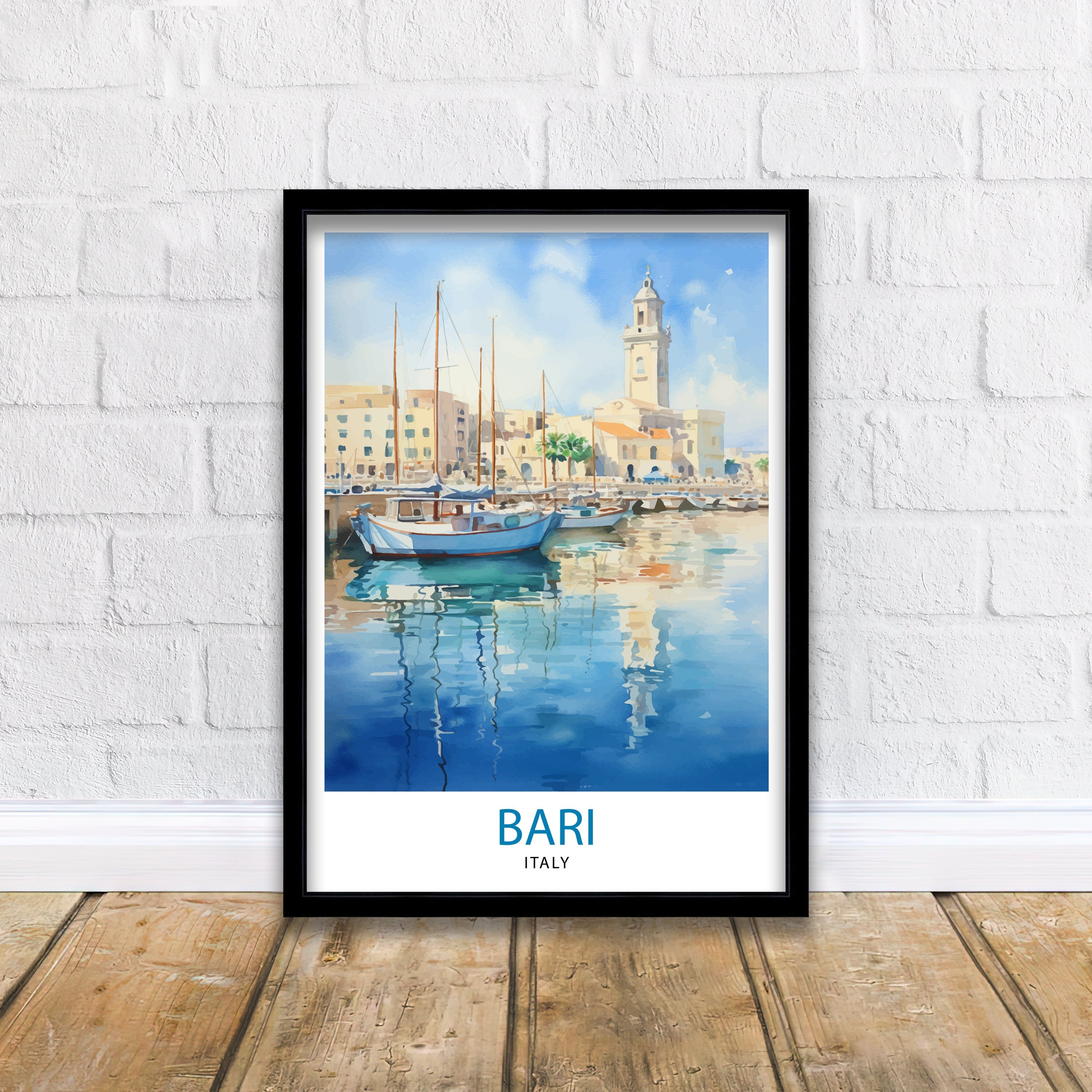 Bari Italy Travel Print Bari Wall Decor Bari Poster Italy Travel Prints Bari Art Print Bari Illustration Bari Wall Art