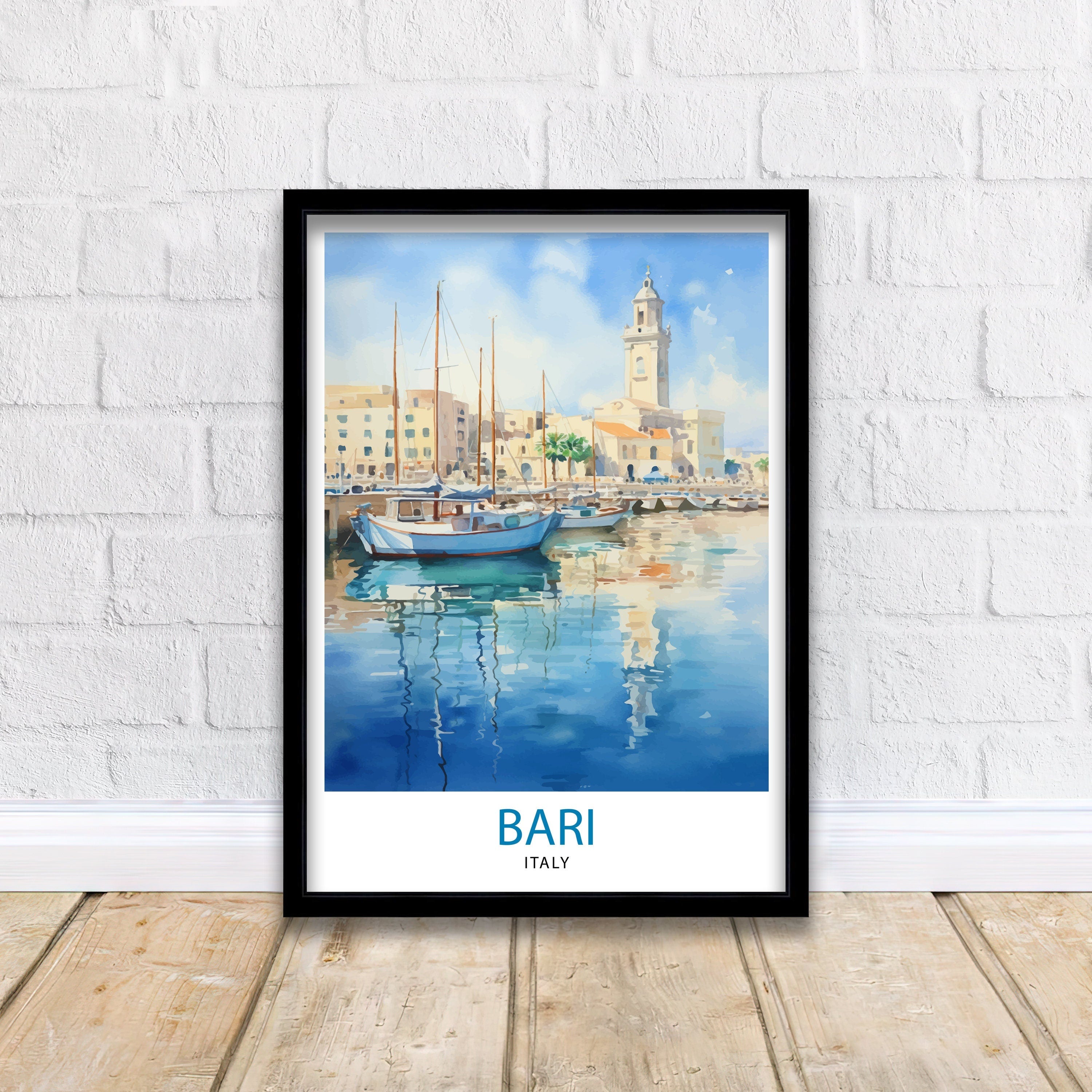 Bari Italy Travel Print Bari Wall Decor Bari Poster Italy Travel Prints Bari Art Print Bari Illustration Bari Wall Art