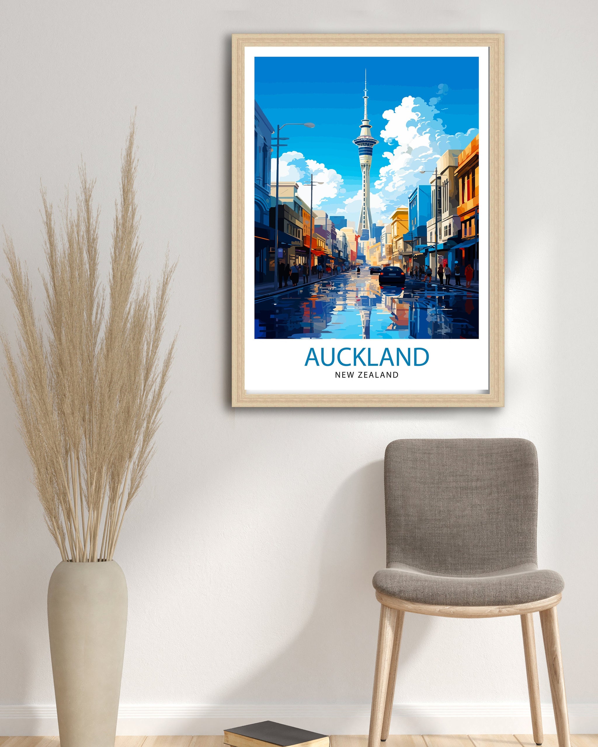 Auckland New Zealand Travel Print Auckland Wall Decor Vibrant City Poster New Zealand Art Skyline Illustration Decorative Wall Art Gift Idea