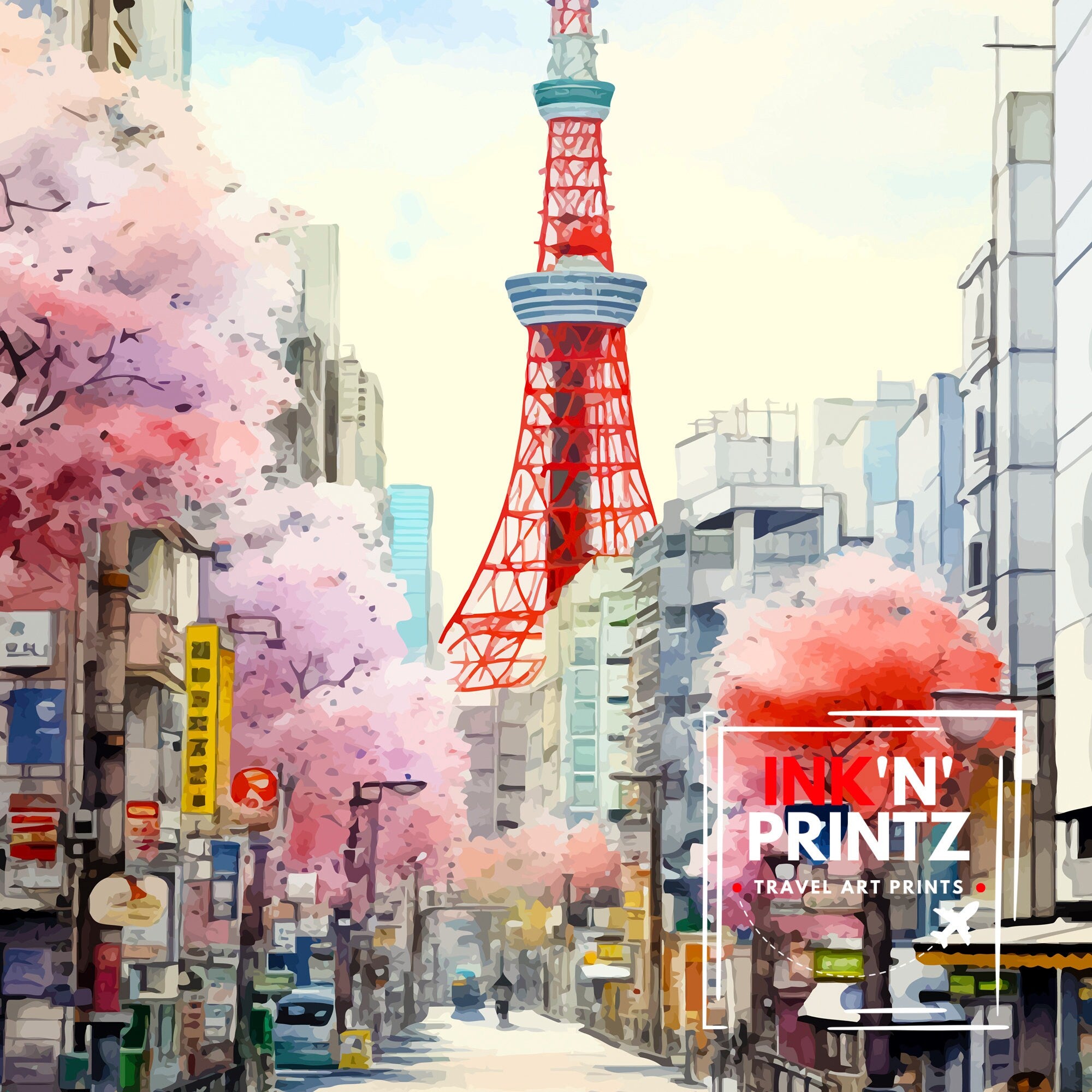 Tokyo Japan Travel Print Tokyo Wall Decor Tokyo Poster Japan Travel Prints Tokyo Art Print Tokyo Illustration Tokyo Wall Art