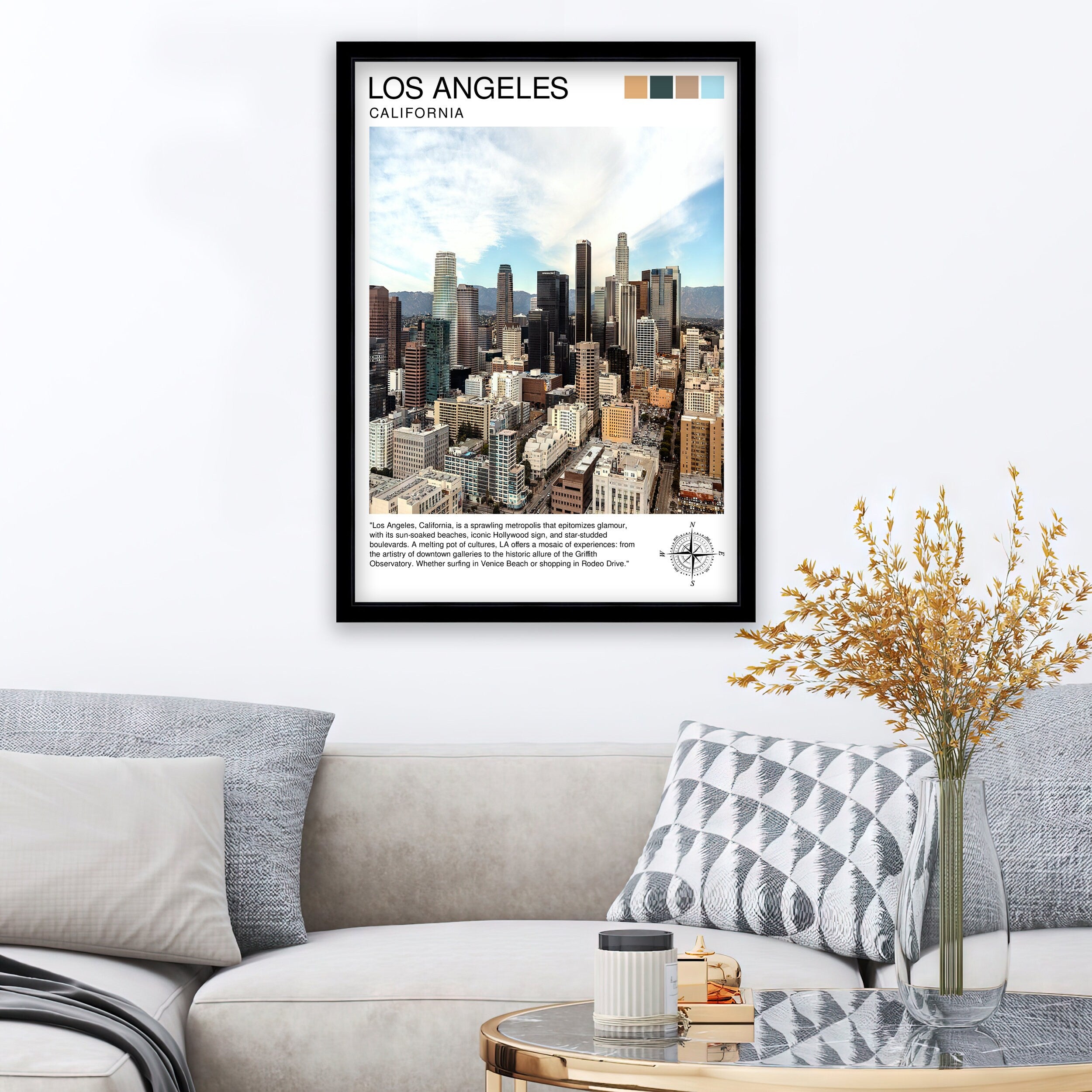 Los Angeles Travel Print| LA Wall Decor California Home Living Decor LA Illustration Travel Poster Gift for LA, California Home Decor