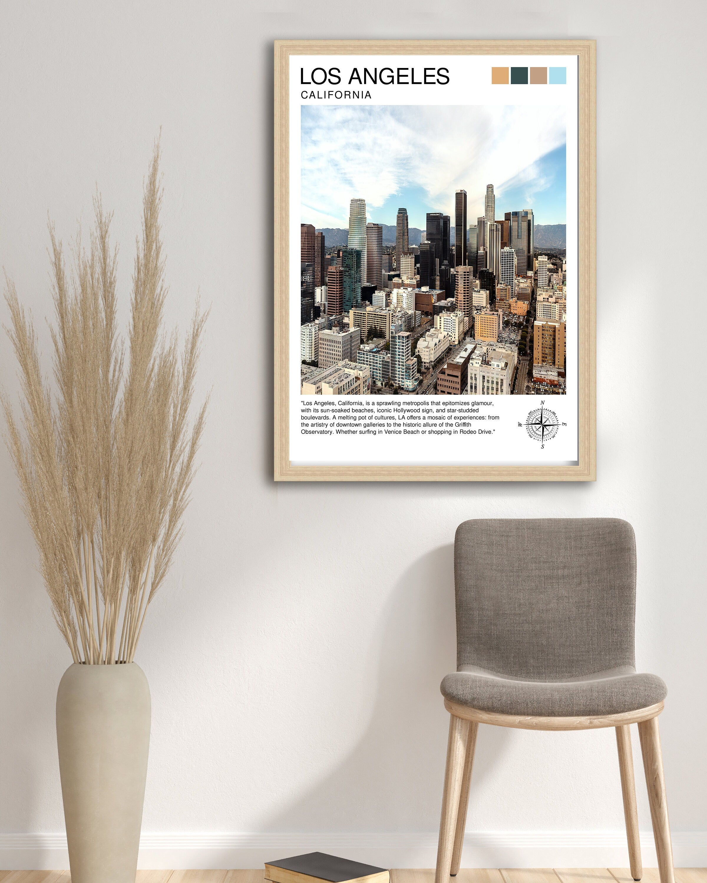Los Angeles Travel Print| LA Wall Decor California Home Living Decor LA Illustration Travel Poster Gift for LA, California Home Decor