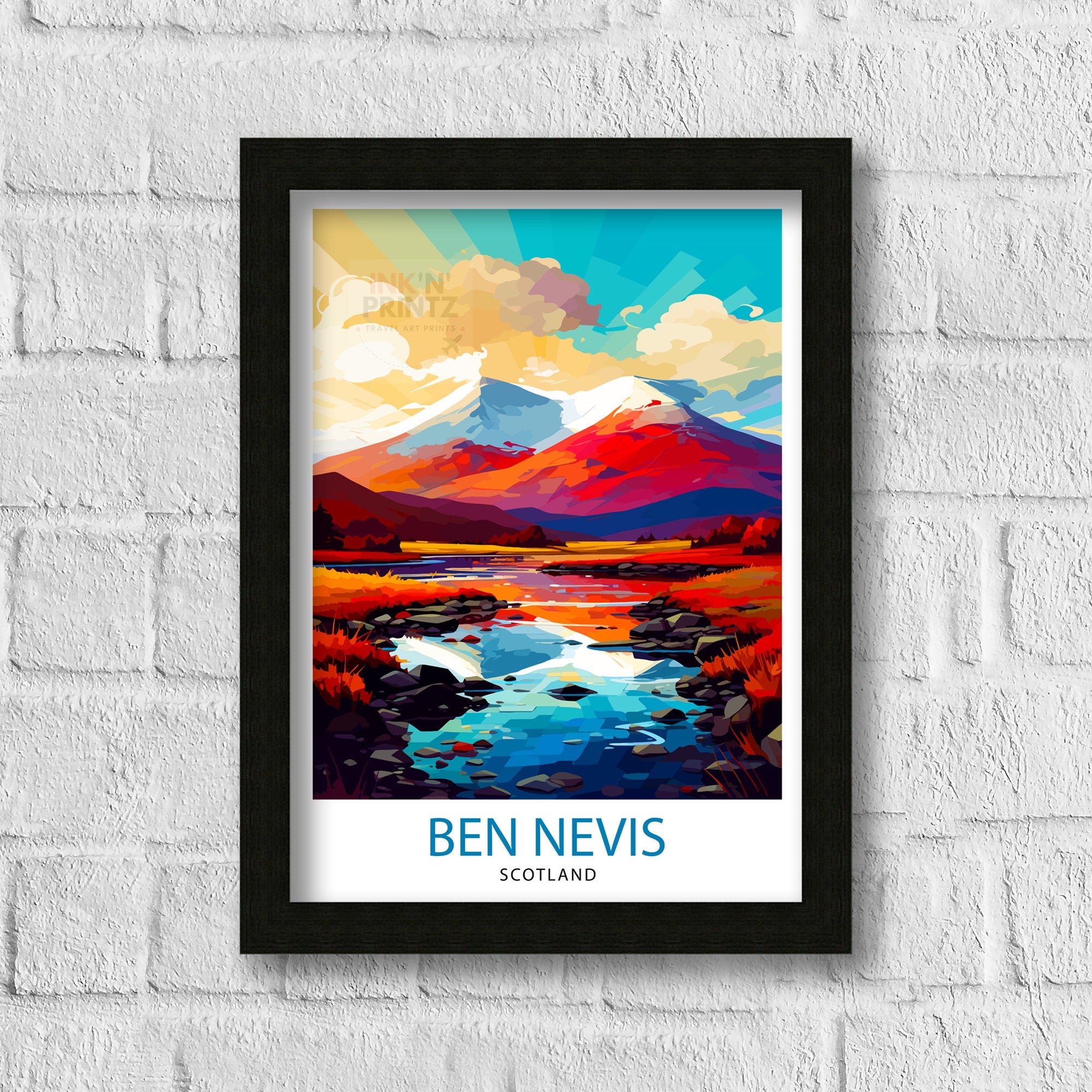 Ben Nevis Print Scottish Mountain Decor Fort William Scotland Wall Art Ben Nevis Summit Poster Scottish Highlands Landscape Artwork Hiking